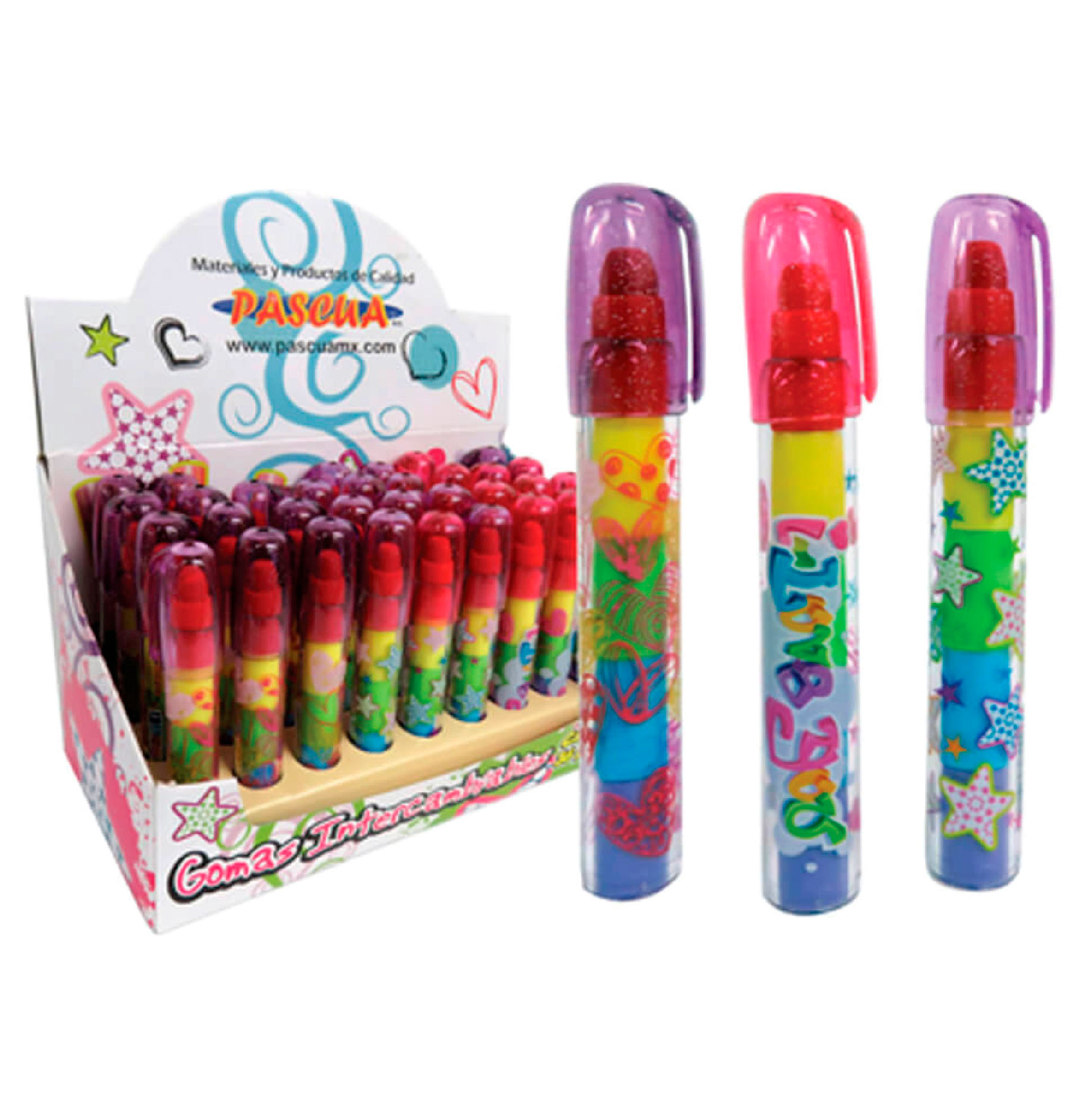 Borrador Tipo Lápiz Pascua Corazones y Estrellas