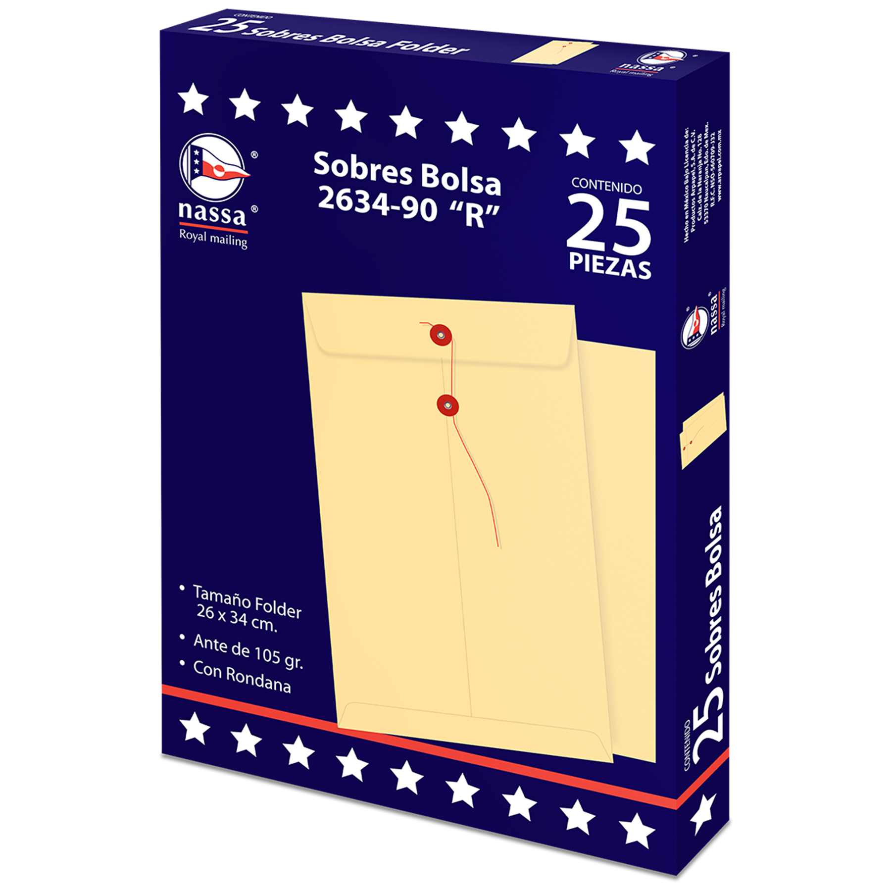 Sobre Bolsa Ante Nassa 2634-R C/25 Folder 26 x 34 cm. 105 g