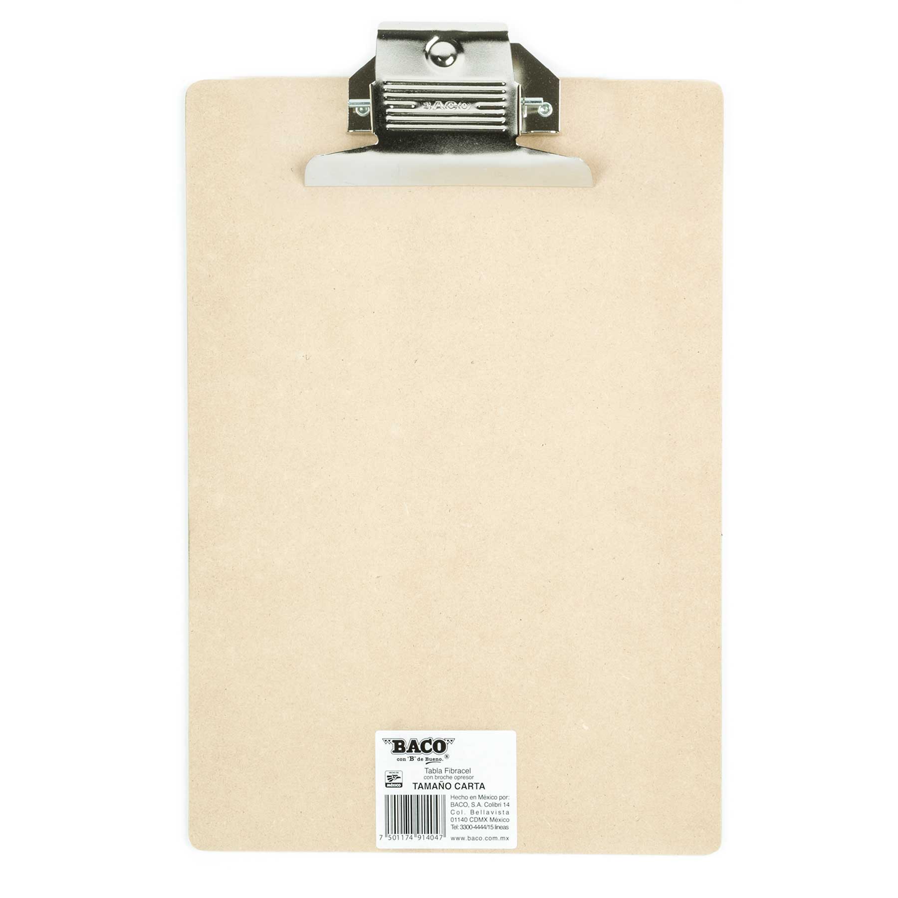 Tabla Agarrapapel Carta Baco 14016 Fibracel Broche Placa