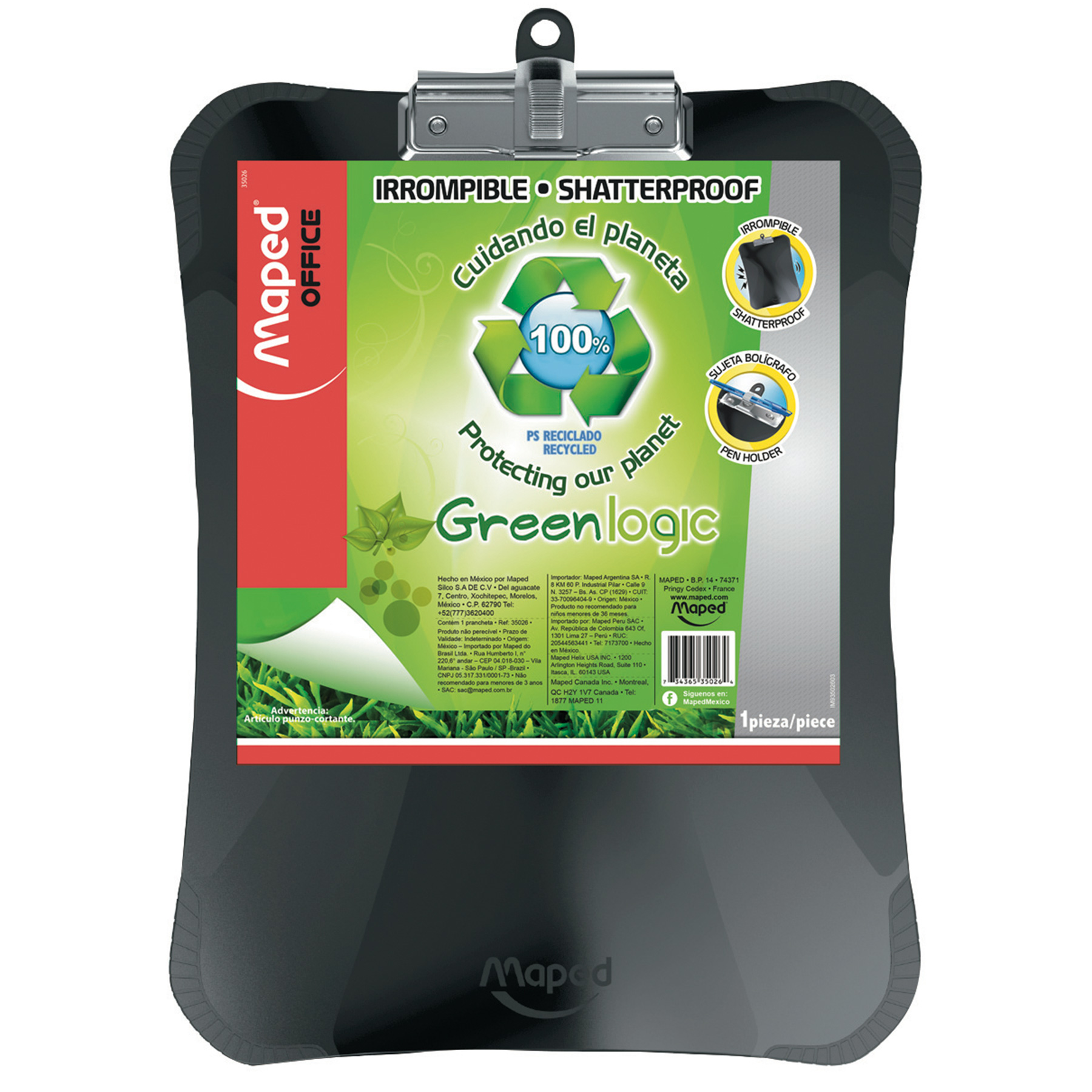 Tabla Agarrapapel Carta Maped Acrílico C/Broche