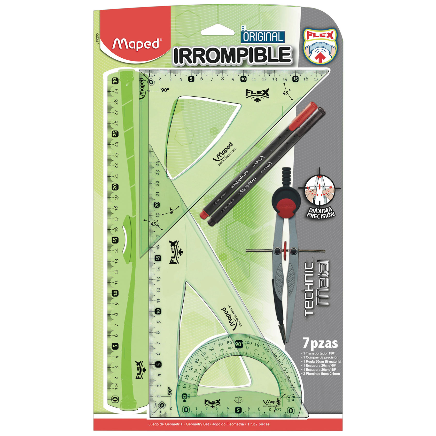 Equipo de Geometría Flexible Maped Irrompible, Compás de Precisión