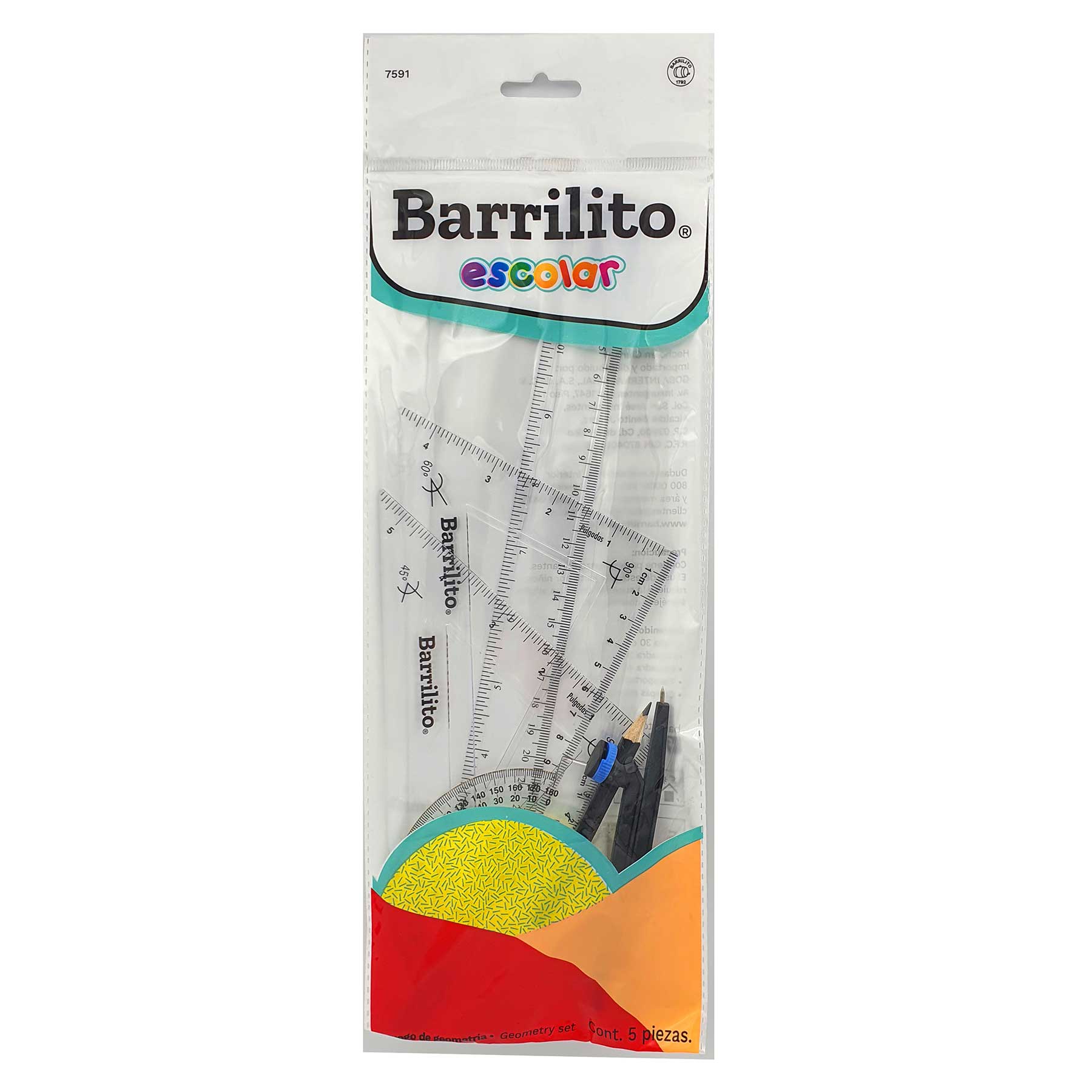 Equipo de Geometría Barrilito 7591, Compás Plástico