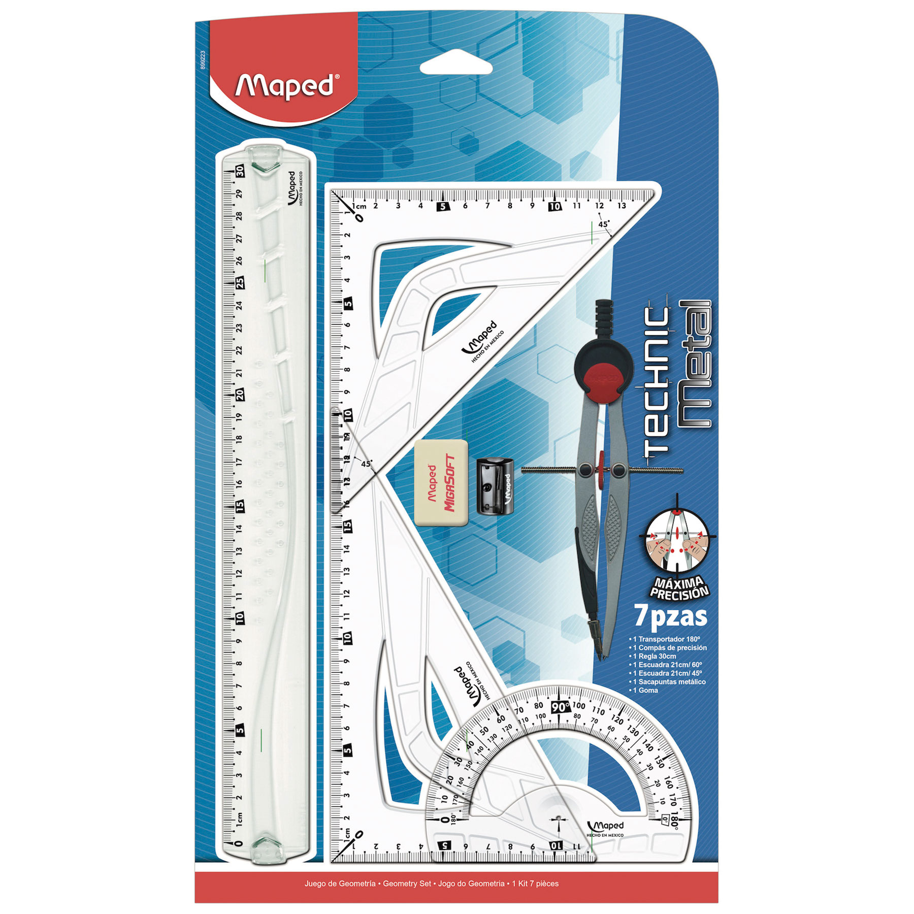 Equipo de Geometría Maped Technic Metal, Compás de Precisión