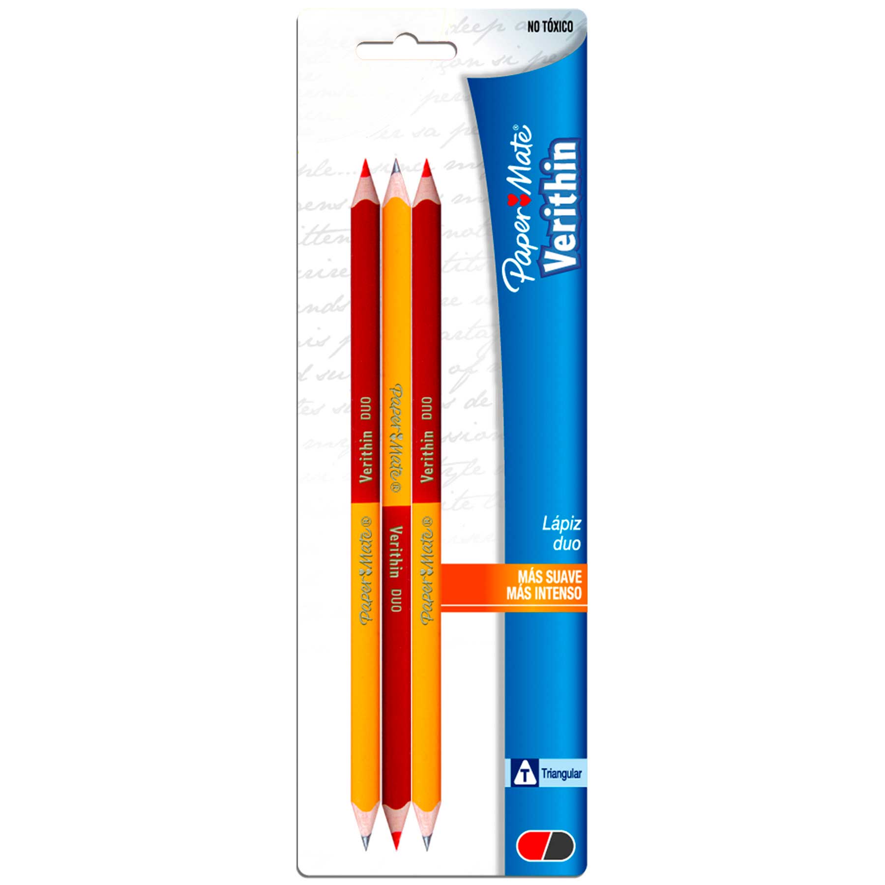 Lápiz Rojo y Grafito Paper Mate Verithin Duo Triangular Bl/3