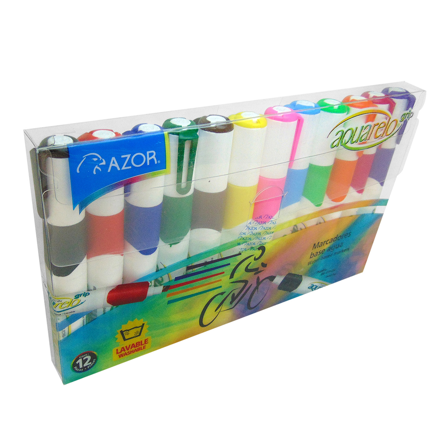 Marcador Aquarelo Grip Azor C/12 Punta Cincel