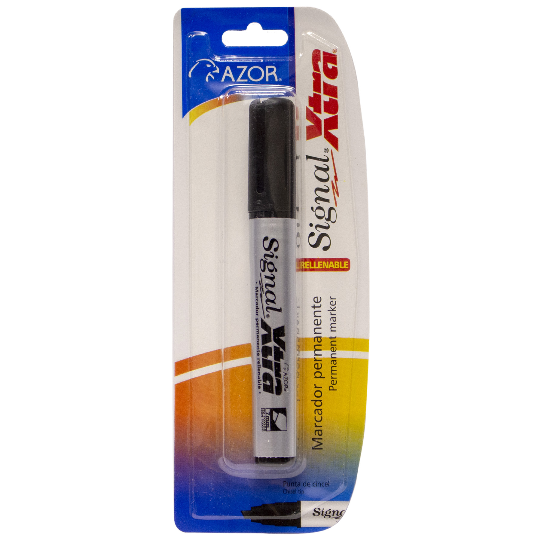 Marcador Permanente Azor Signal Xtra Bl/1 Negro, Punta Cincel