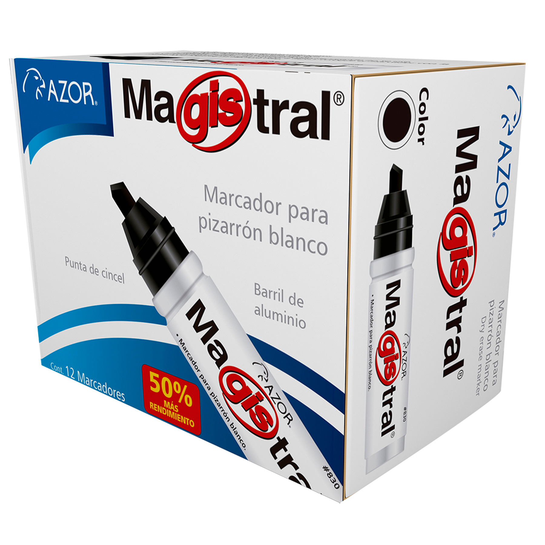 Marcador para Pintarrón Magistral Barril Aluminio, Punta Cincel