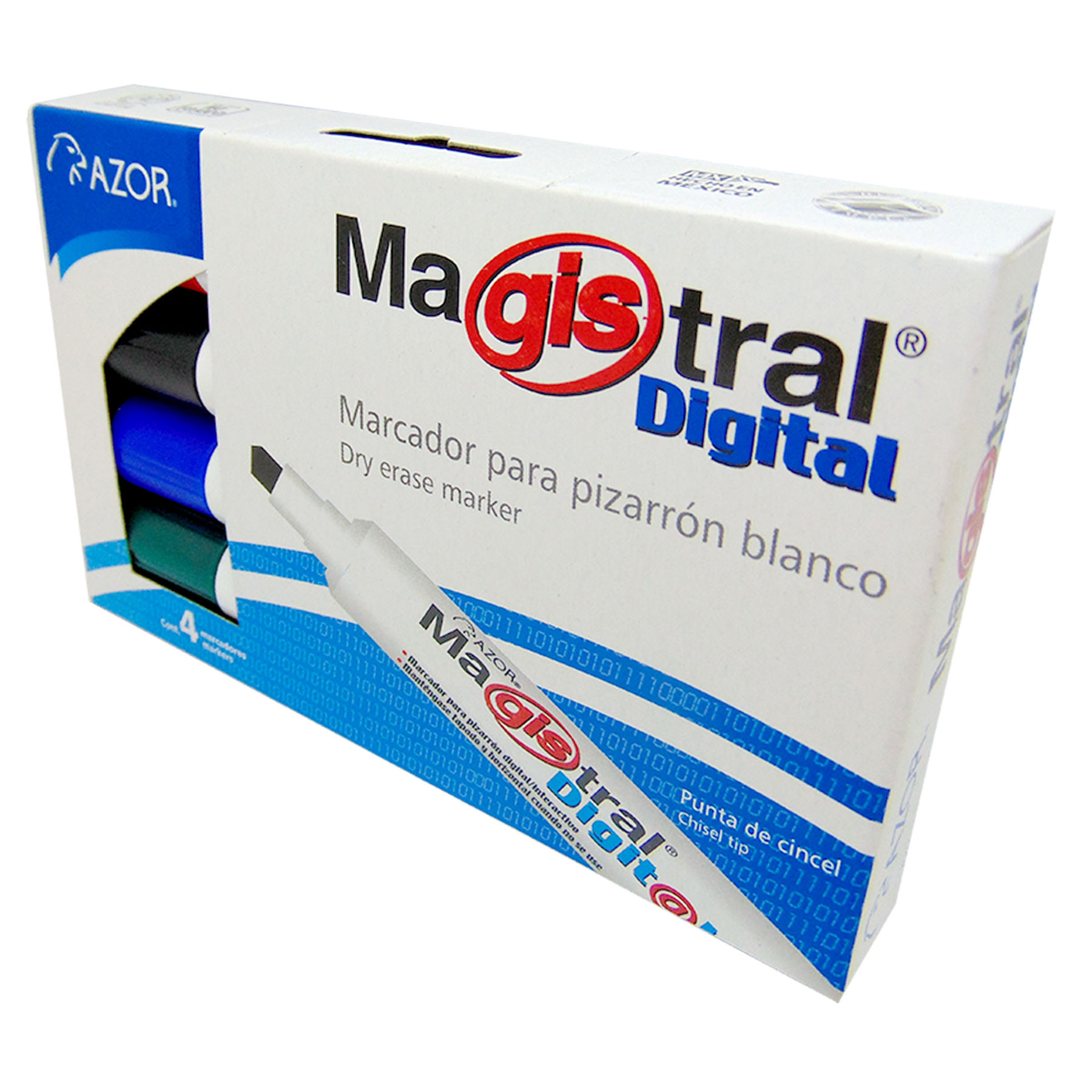 Marcador para Pintarron Magistral Digital Bl/4 Surtido, Punta Cincel