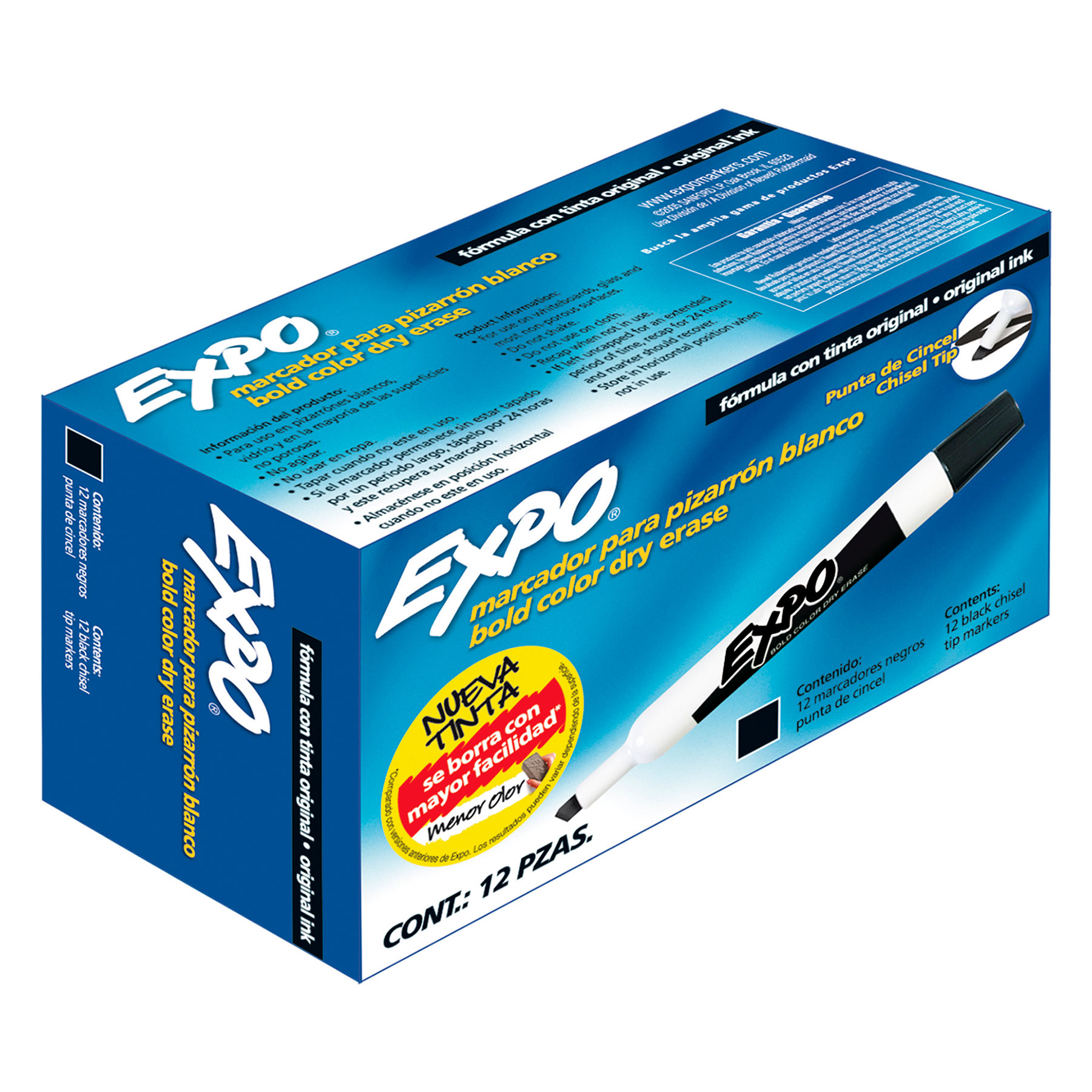 Marcador para Pintarrón Expo Negro, Punta Cincel
