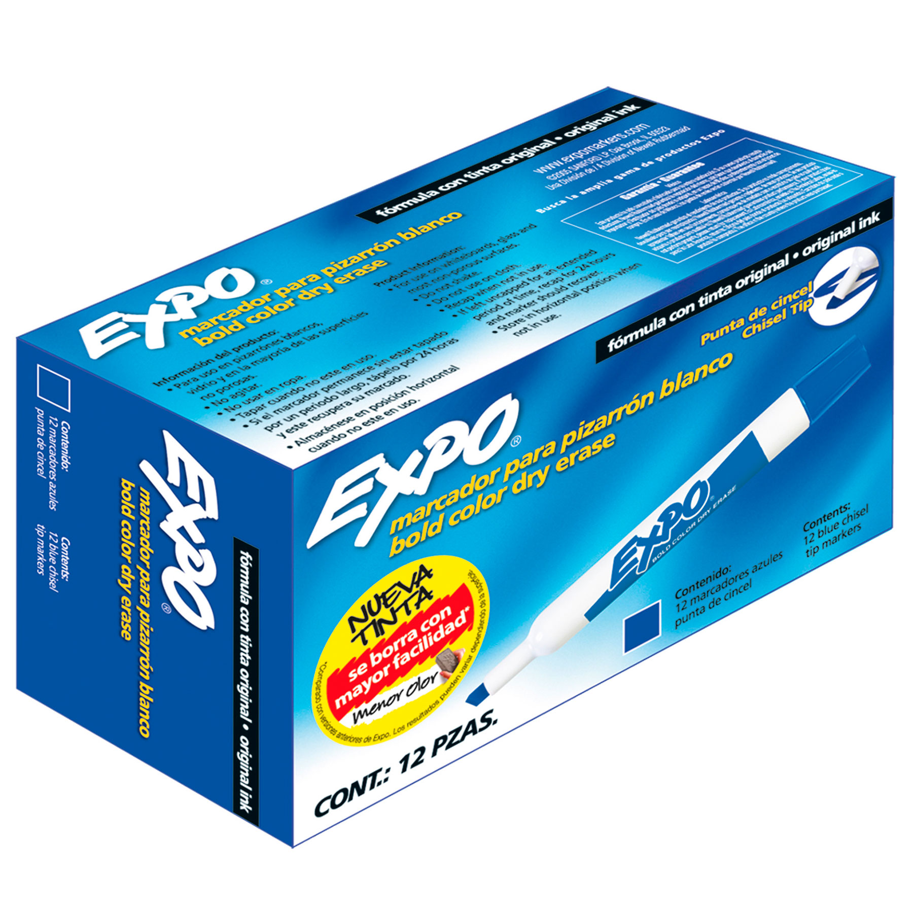 Marcador para Pintarrón Expo Azul, Punta Cincel