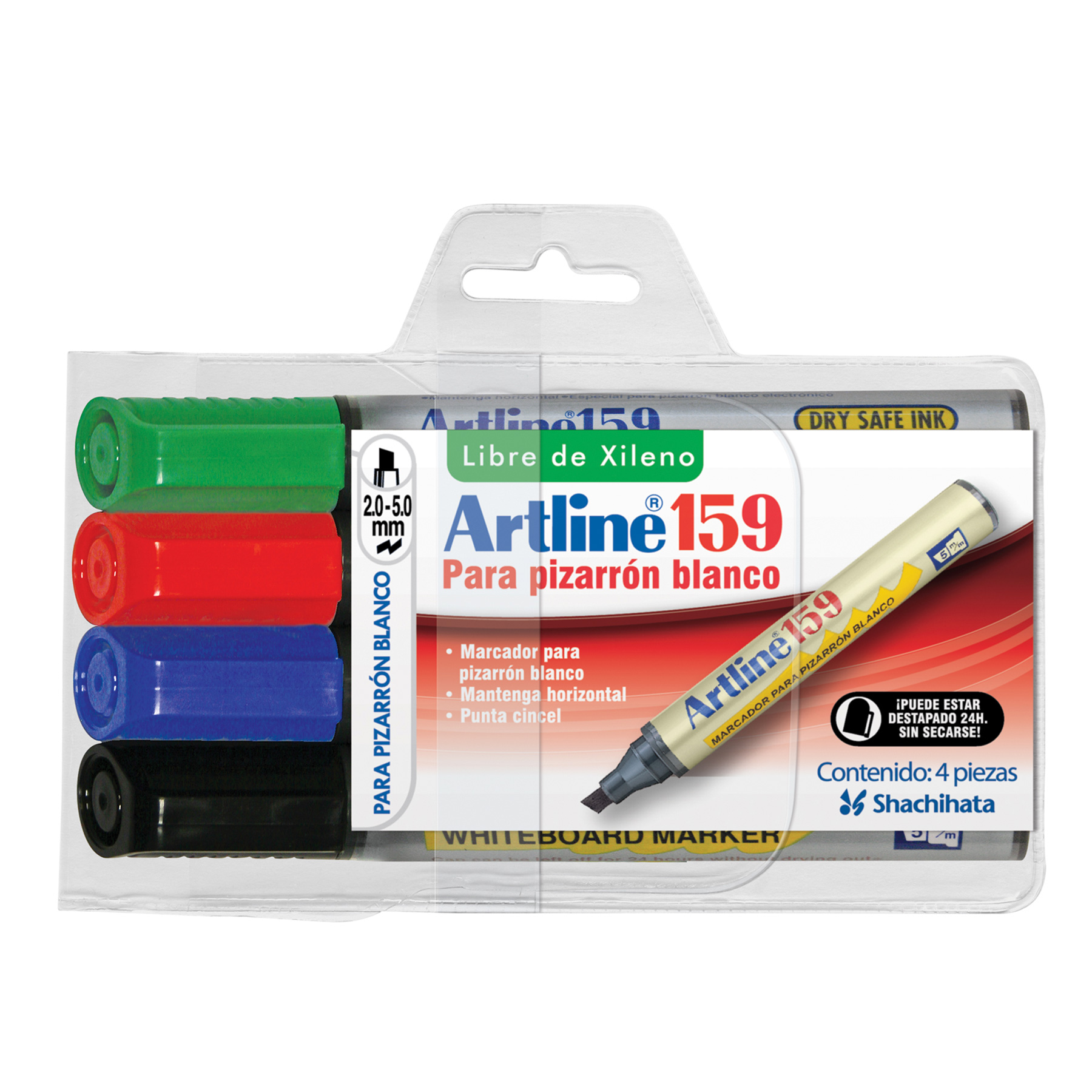 Marcador para Pintarrón Artline 159 Bl/4 Punta Cincel