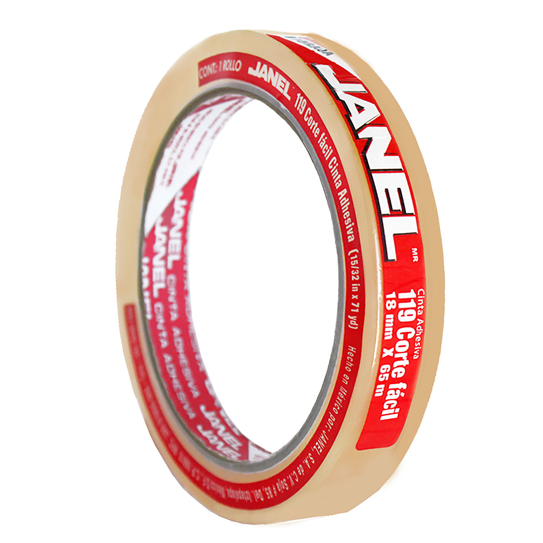 Cinta Adhesiva Janel 119 18 mm x 65 m. Corte Fácil