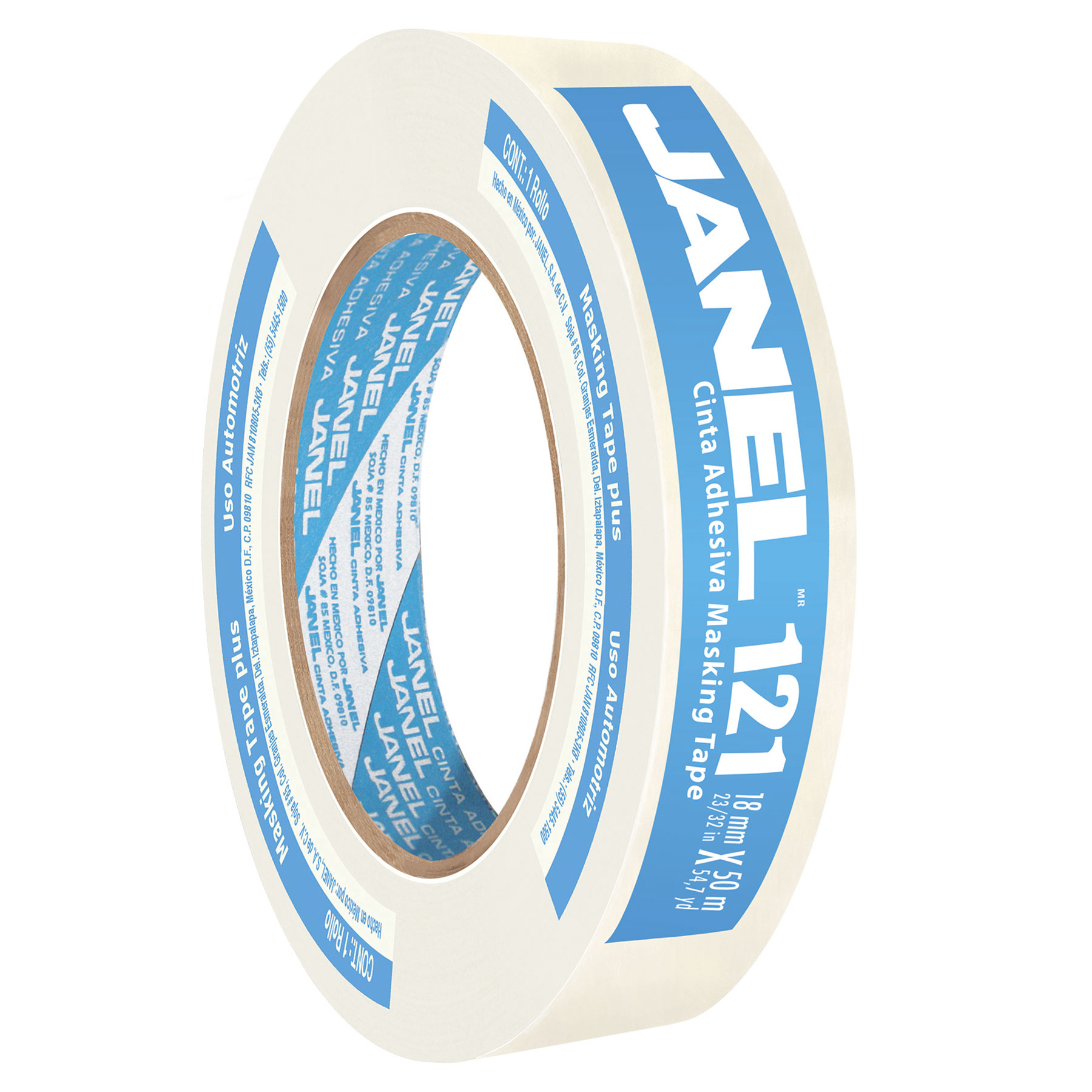 Cinta Adhesiva Masking Janel 121, 18 mm x 50 m.