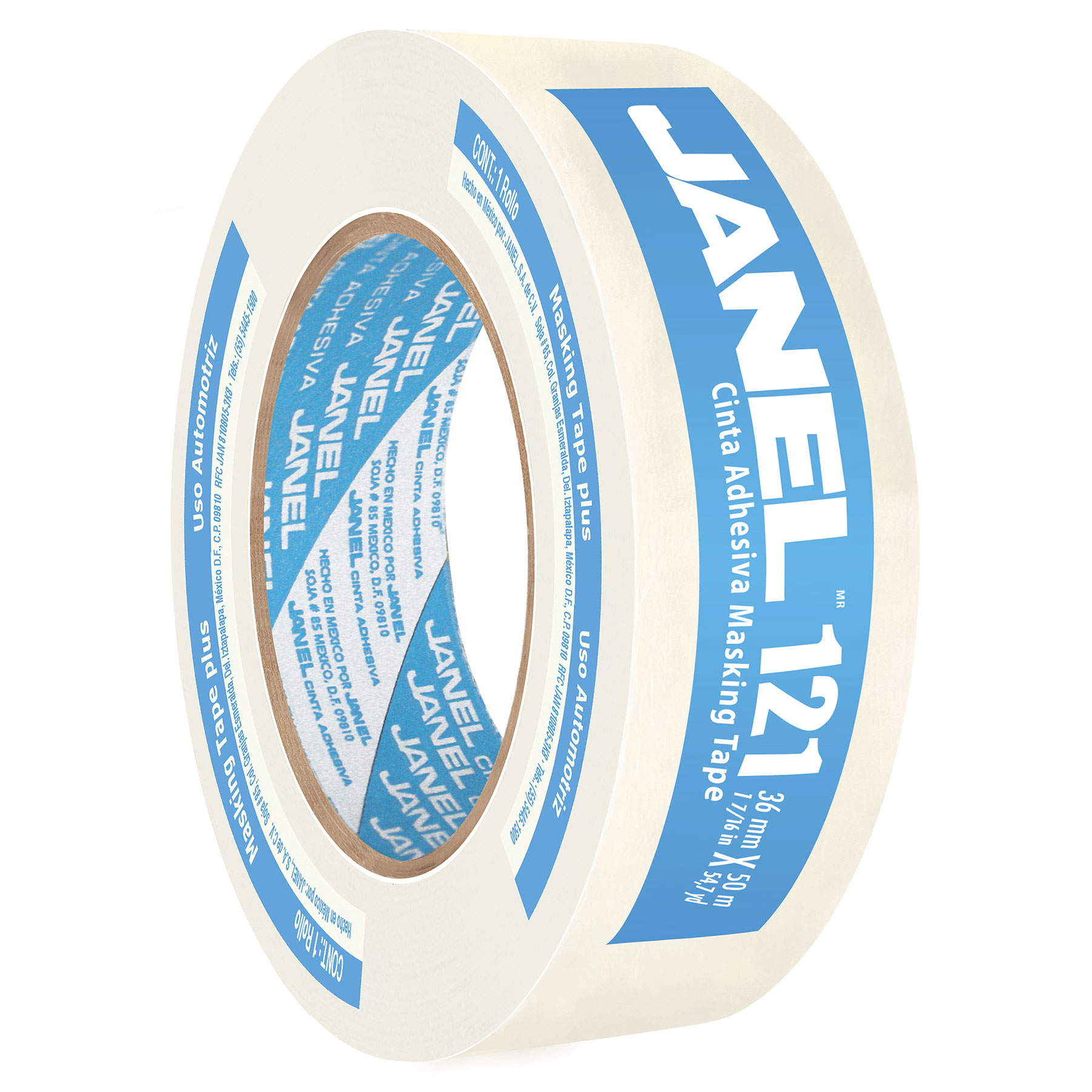 Cinta Adhesiva Masking Janel 121, 36 mm x 50 m.