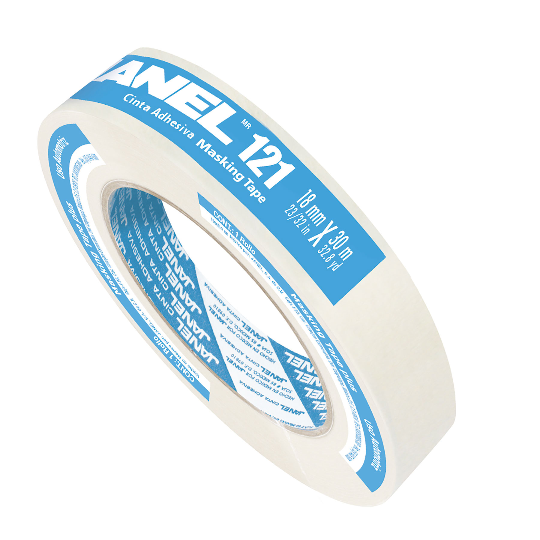 Cinta Adhesiva Masking Janel 121, 18 mm x 30 m.