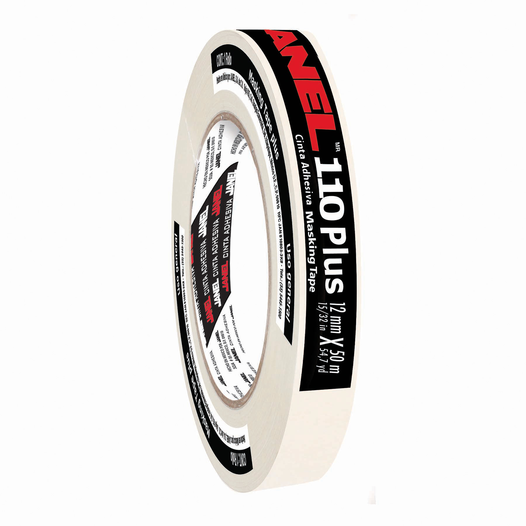 Cinta Adhesiva Masking Janel 110 Plus, 12 mm x 50 m.