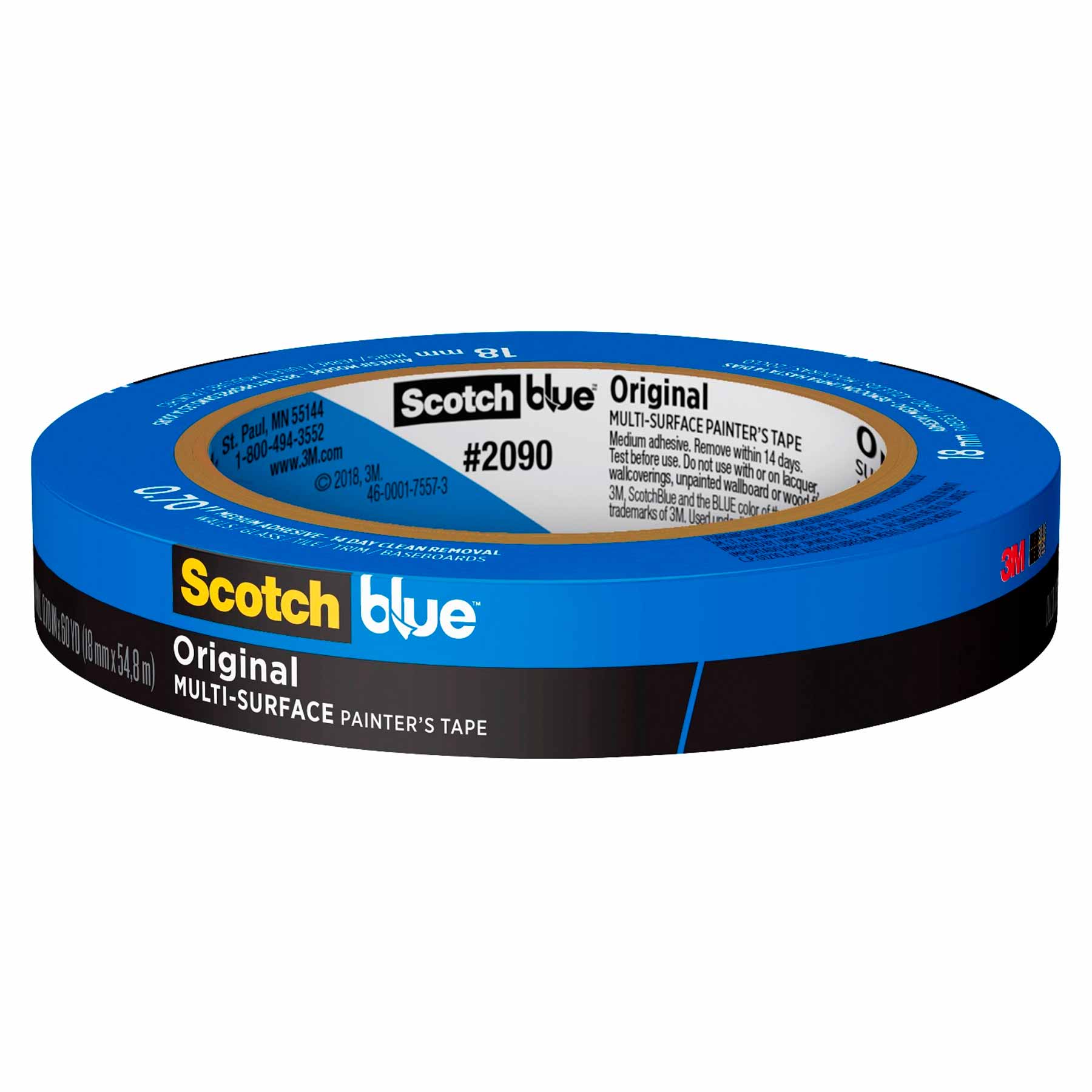 Cinta Adhesiva Masking Scotch Blue 2090, 18 mm x 55 m.