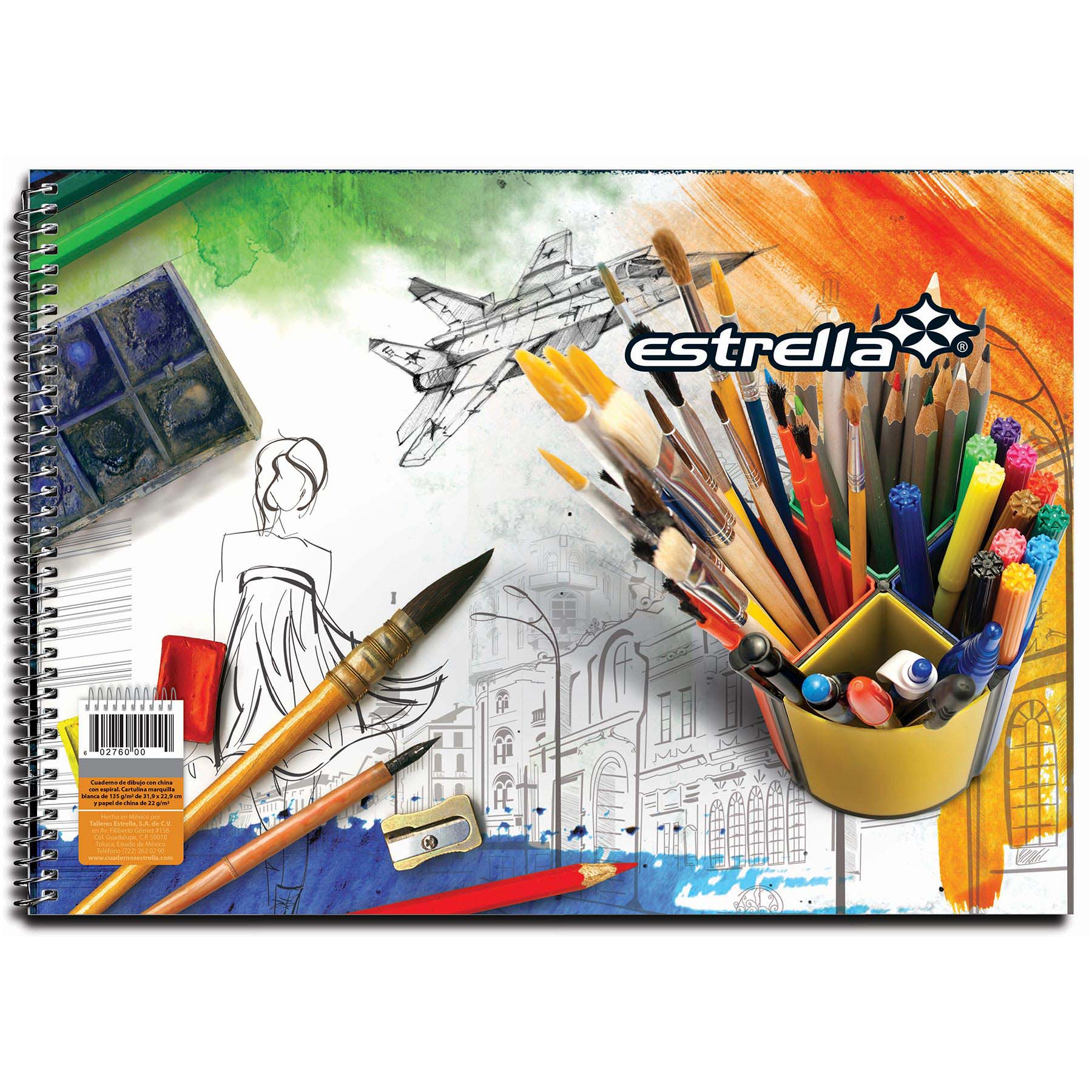 Block de Dibujo Espiral Estrella 0051, 31.9 x 22.9 cm. 30 h.