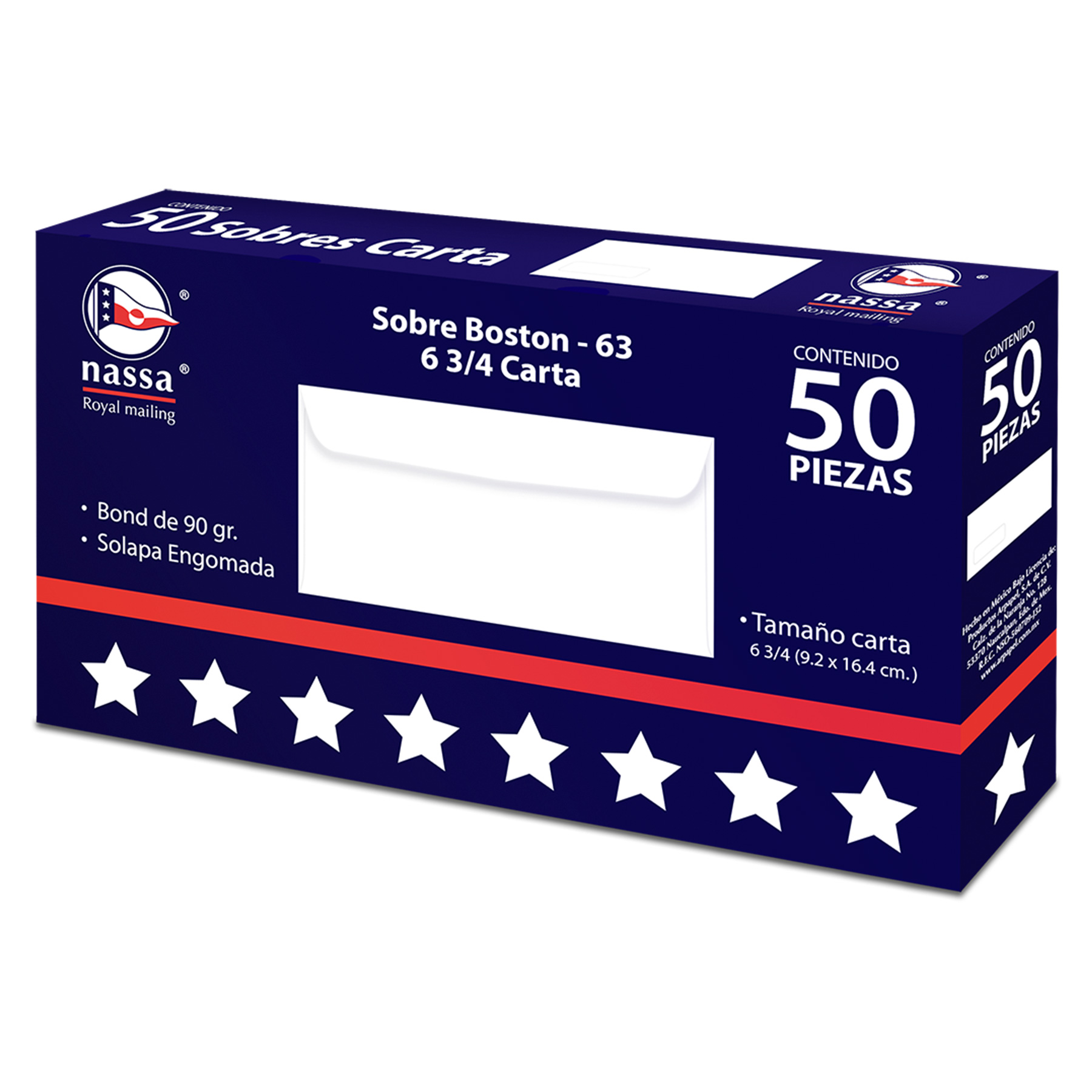 Sobre Boston 63 Nassa HA0206 6 3/4 C/50 9.2 x 16.4 cm. 90 g.