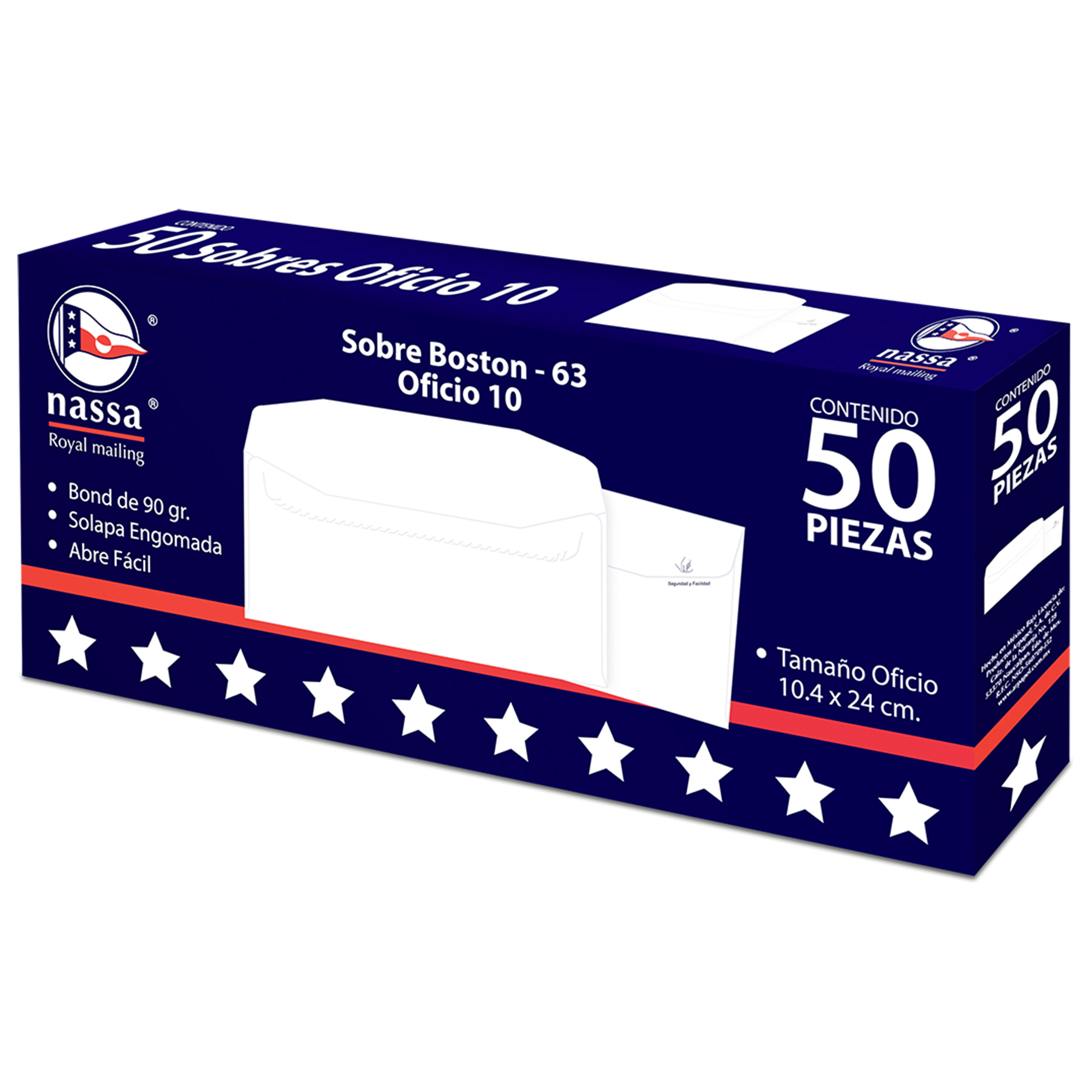 Sobre Boston Nassa HA0207 Oficio-10 10.5 x 24 cm. C/50 90 g.