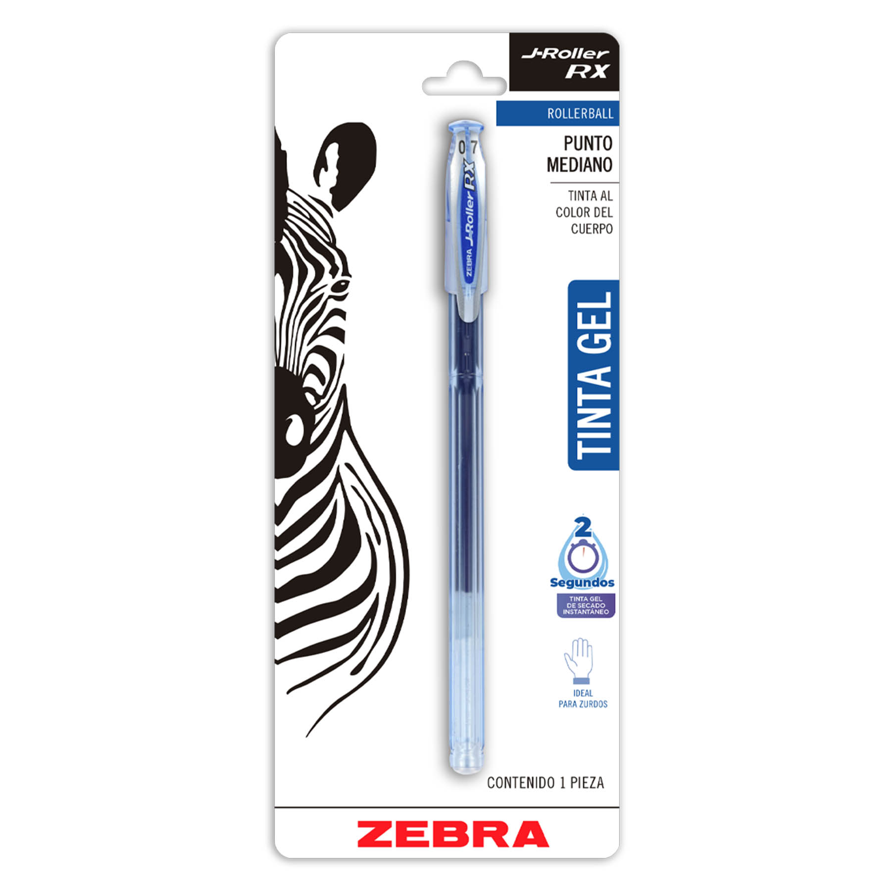 Bolígrafo Roller Gel Punto Mediano 0.7 mm Zebra J-Roller RX Bl/1 Azul