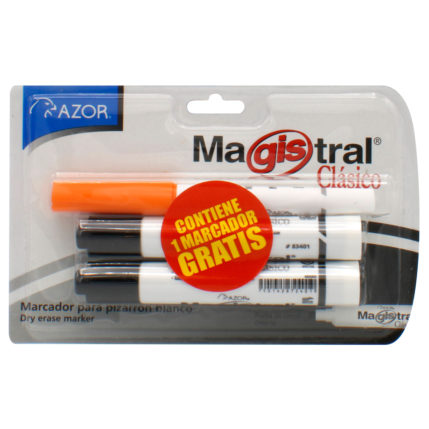 Marcador para Pintarrón Magistral Clásico Bl/2 Negro, Punta Cincel