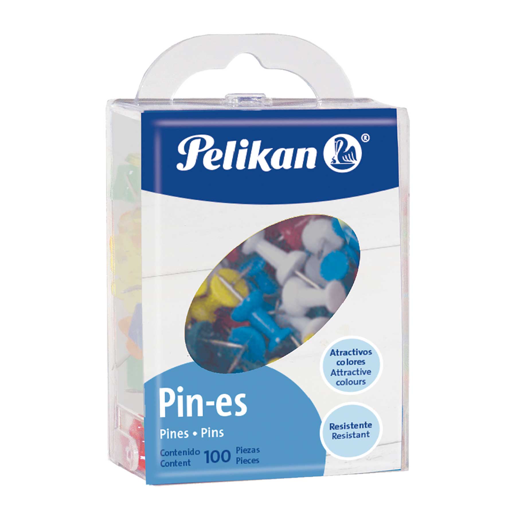 Pines Chinchetas Pelikan C/100 Cabeza de Plástico