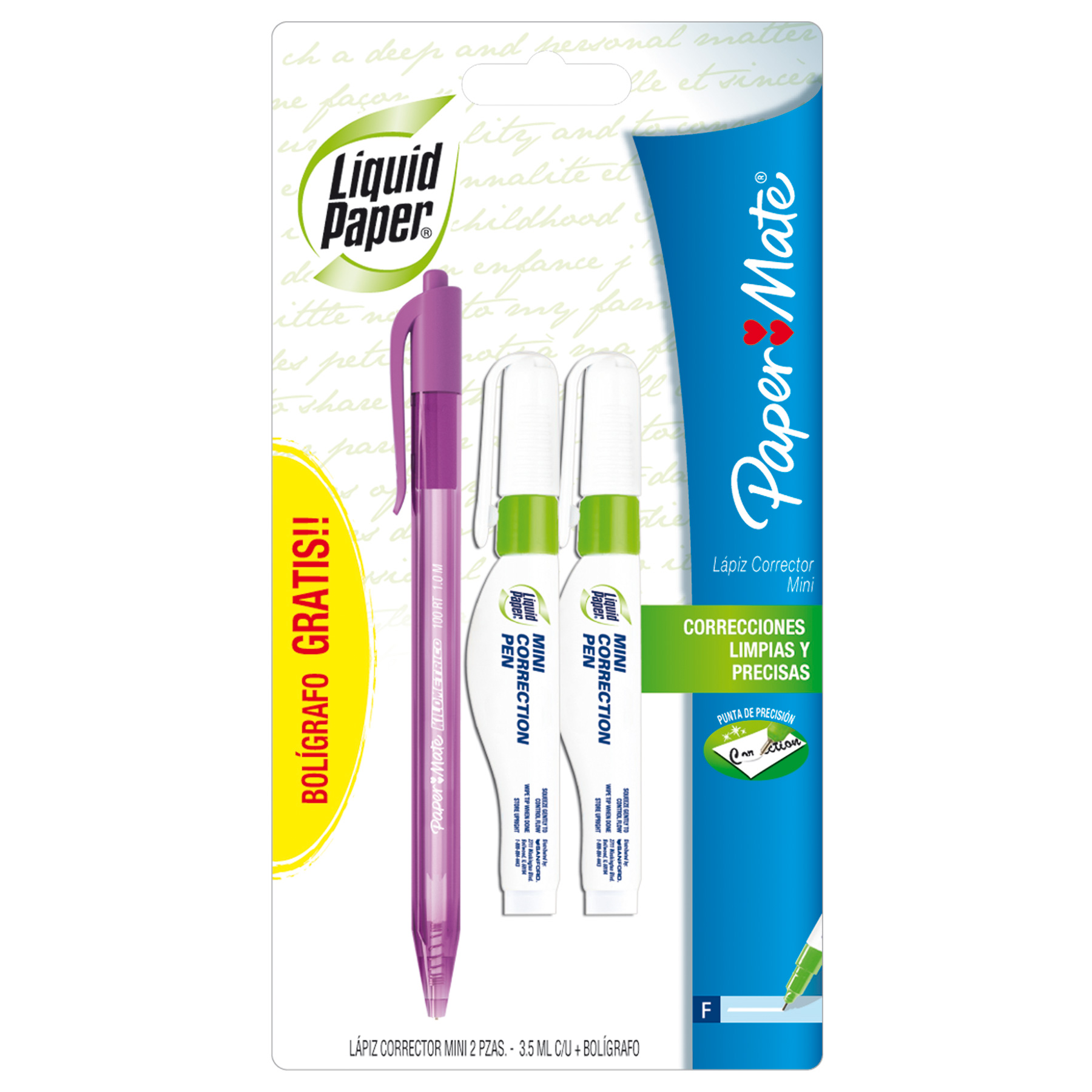 Corrector Líquido Mini Pluma Liquid Paper 3.5 ml. Bl/2