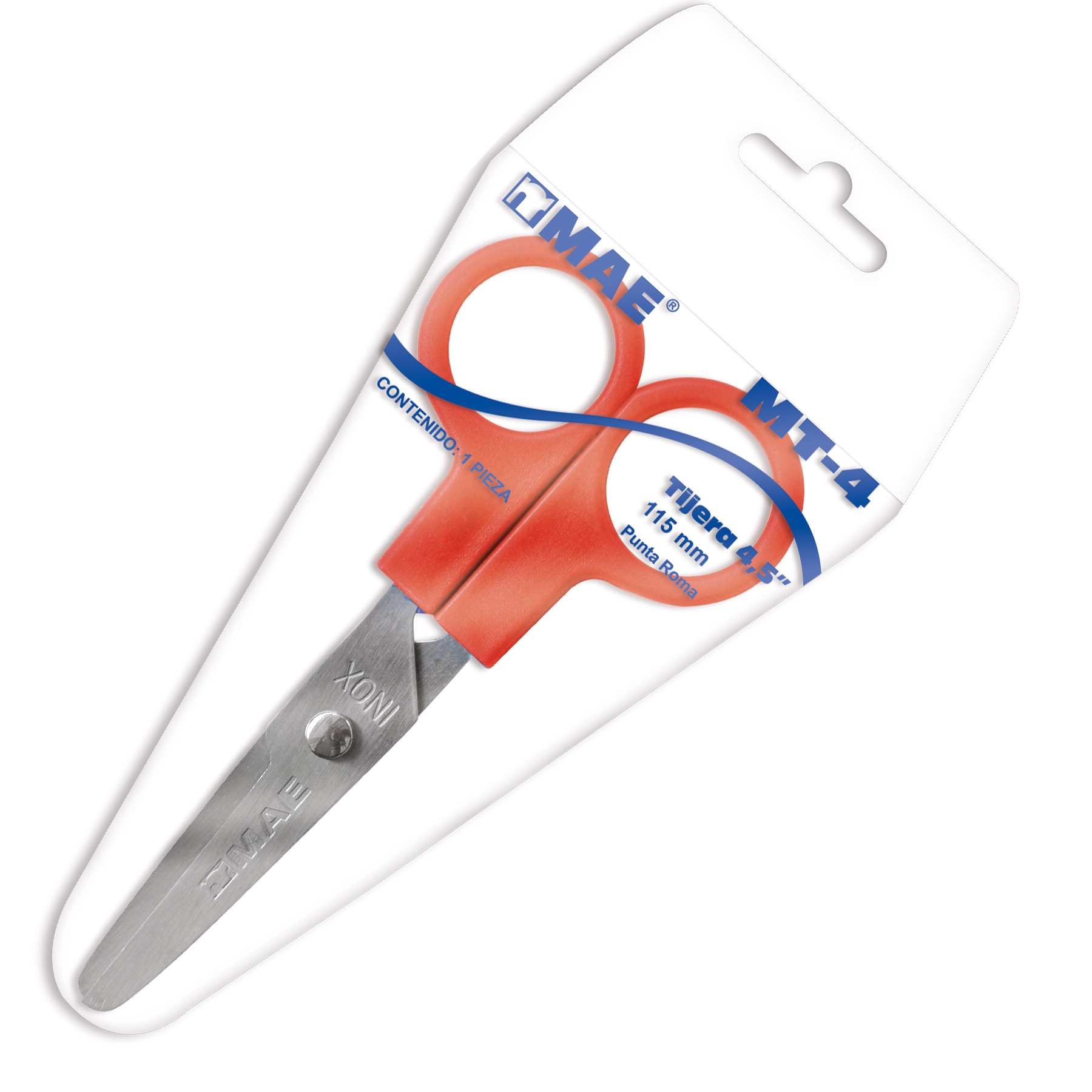Tijera Escolar MAE MT-4 Punta Roma 4.5" Mango Plástico