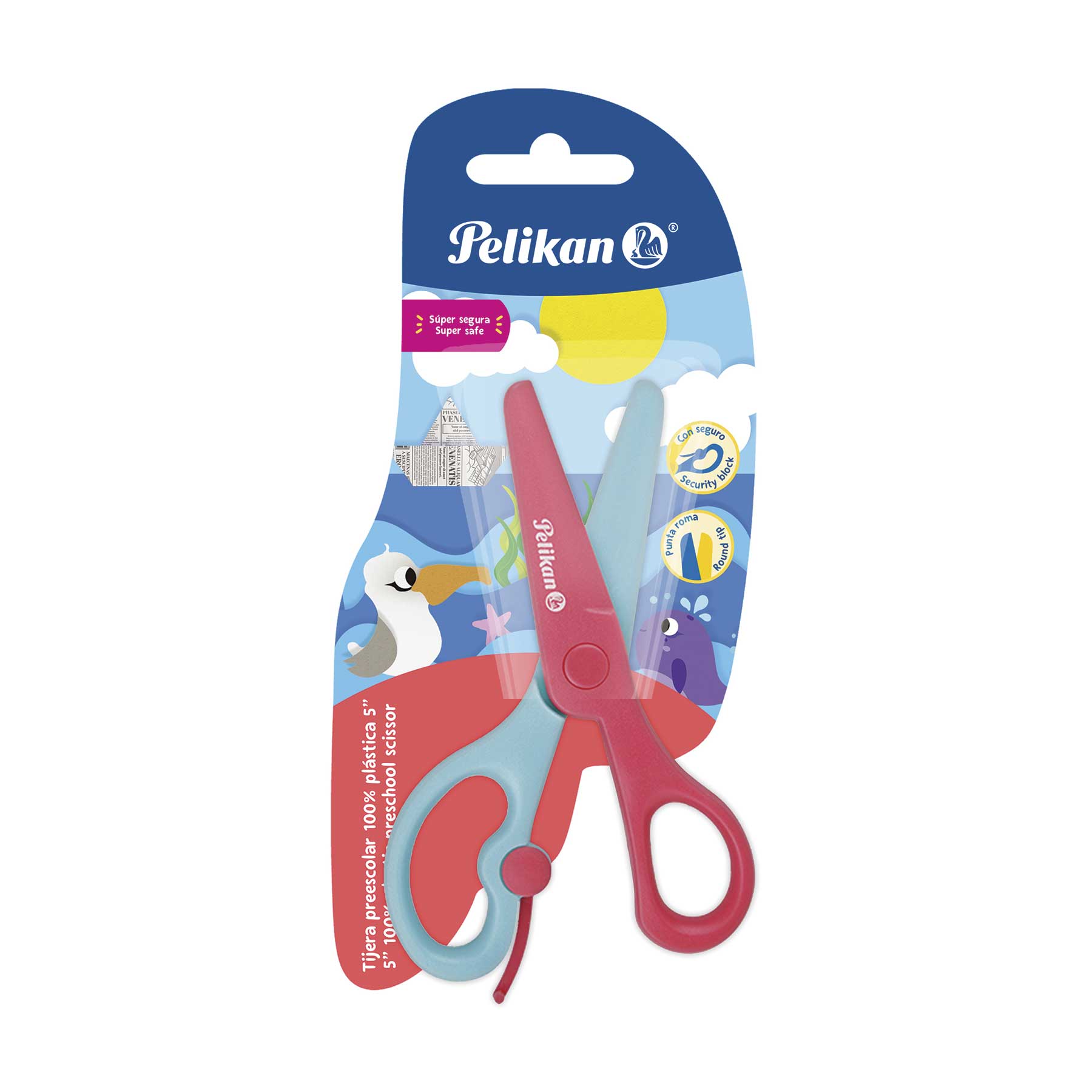 Tijera Escolar Plástica Pelikan Punta Roma 13 cm