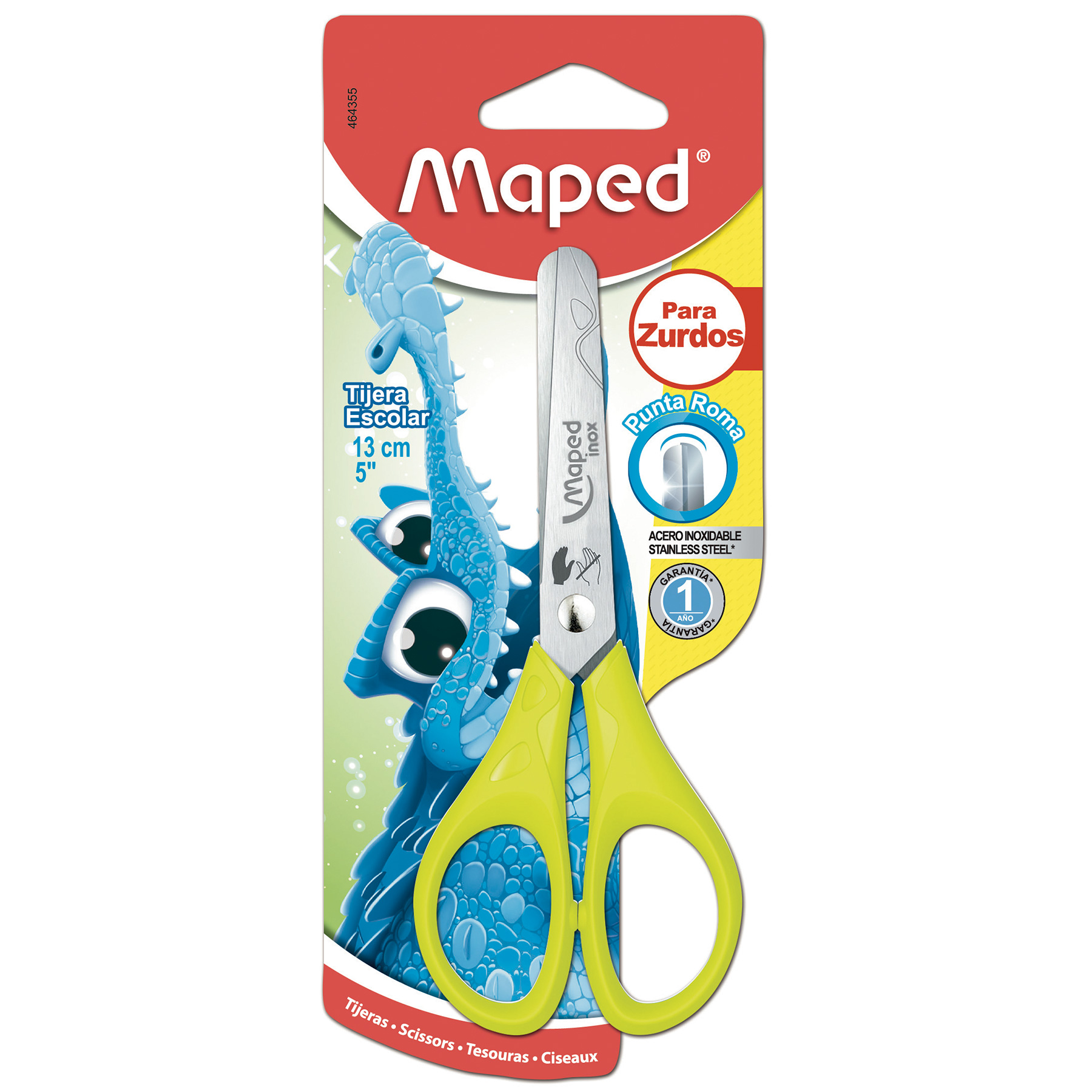 Tijera Escolar Zurda Maped Punta Roma 5" Mango Plástico