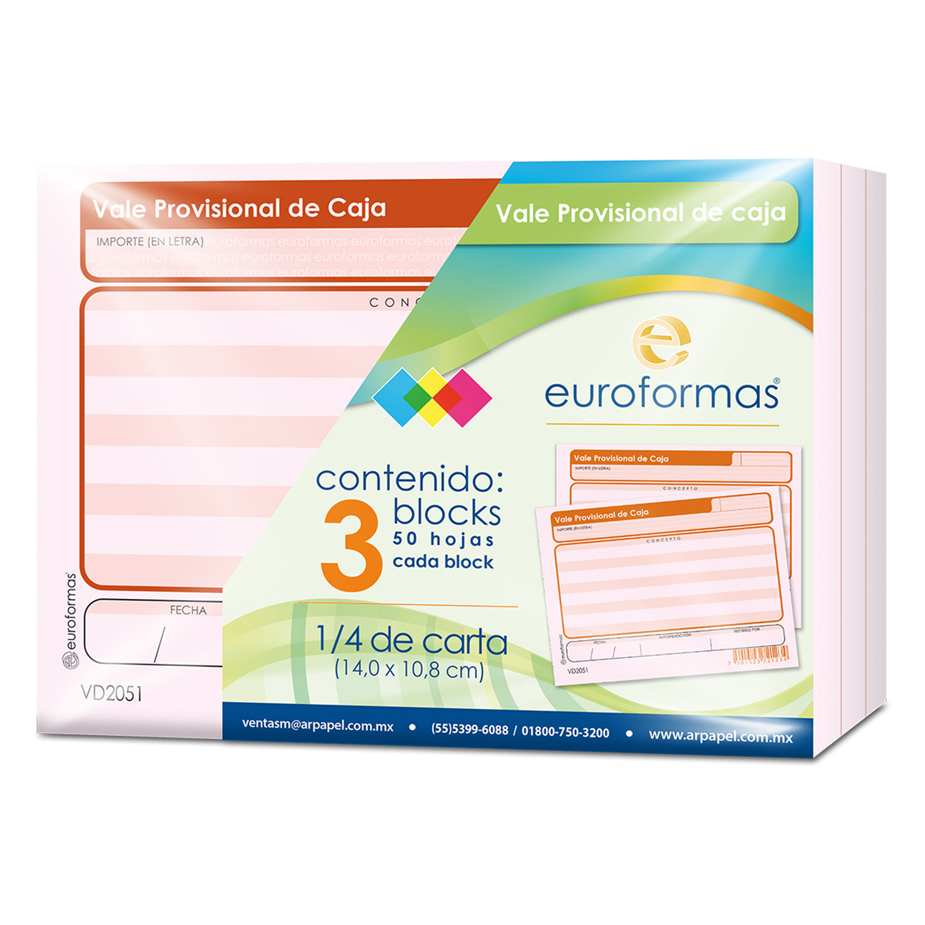 Vale Provisional de Caja Euroformas ER0100 1/4 Carta 50 h.