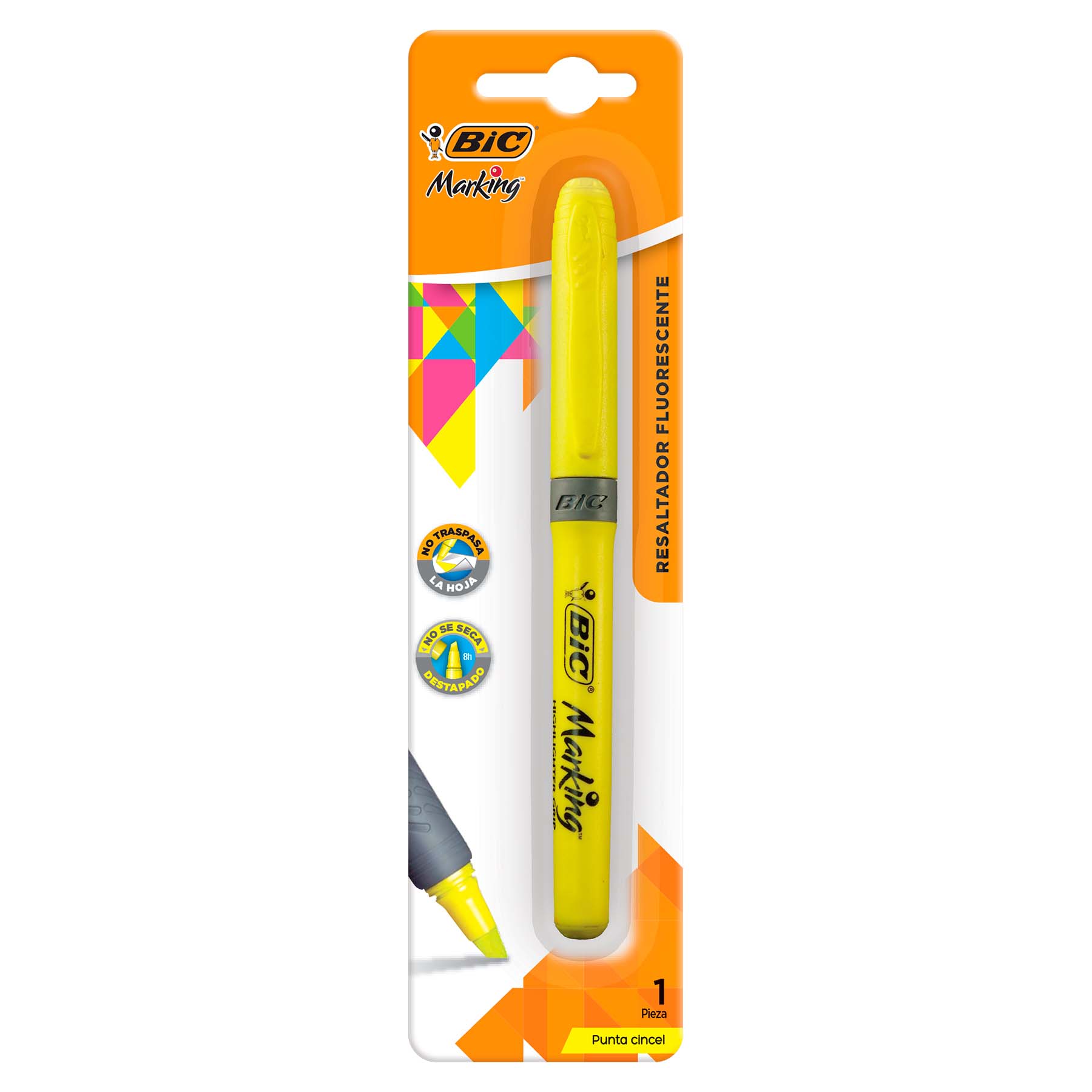 Marcatextos Bic Marking Grip Bl/1 Amarillo, Punta Cincel