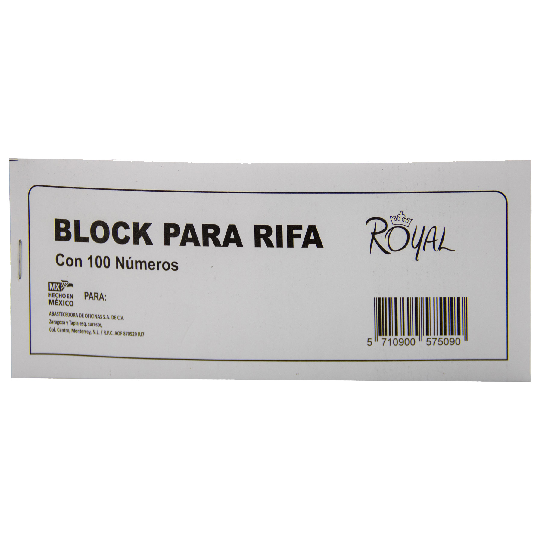 Boletos Rifa Royal Block C/100 Boletos