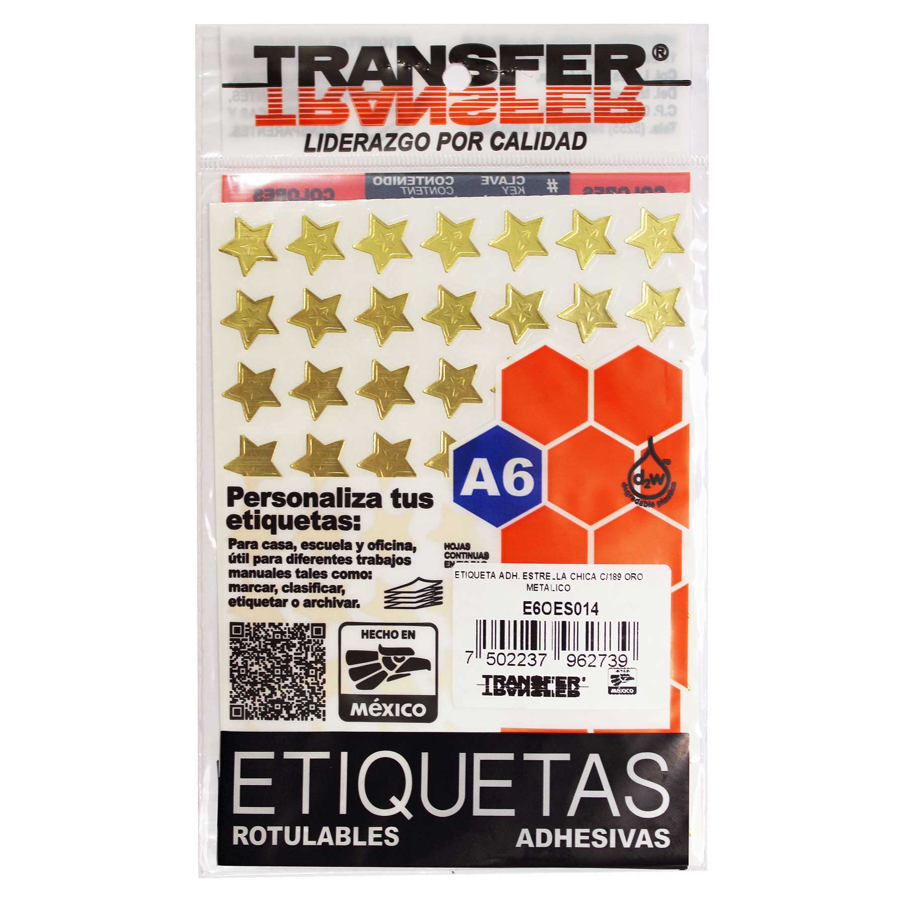 Etiqueta Estrellas Metálicas Transfer Chica C/189 Oro