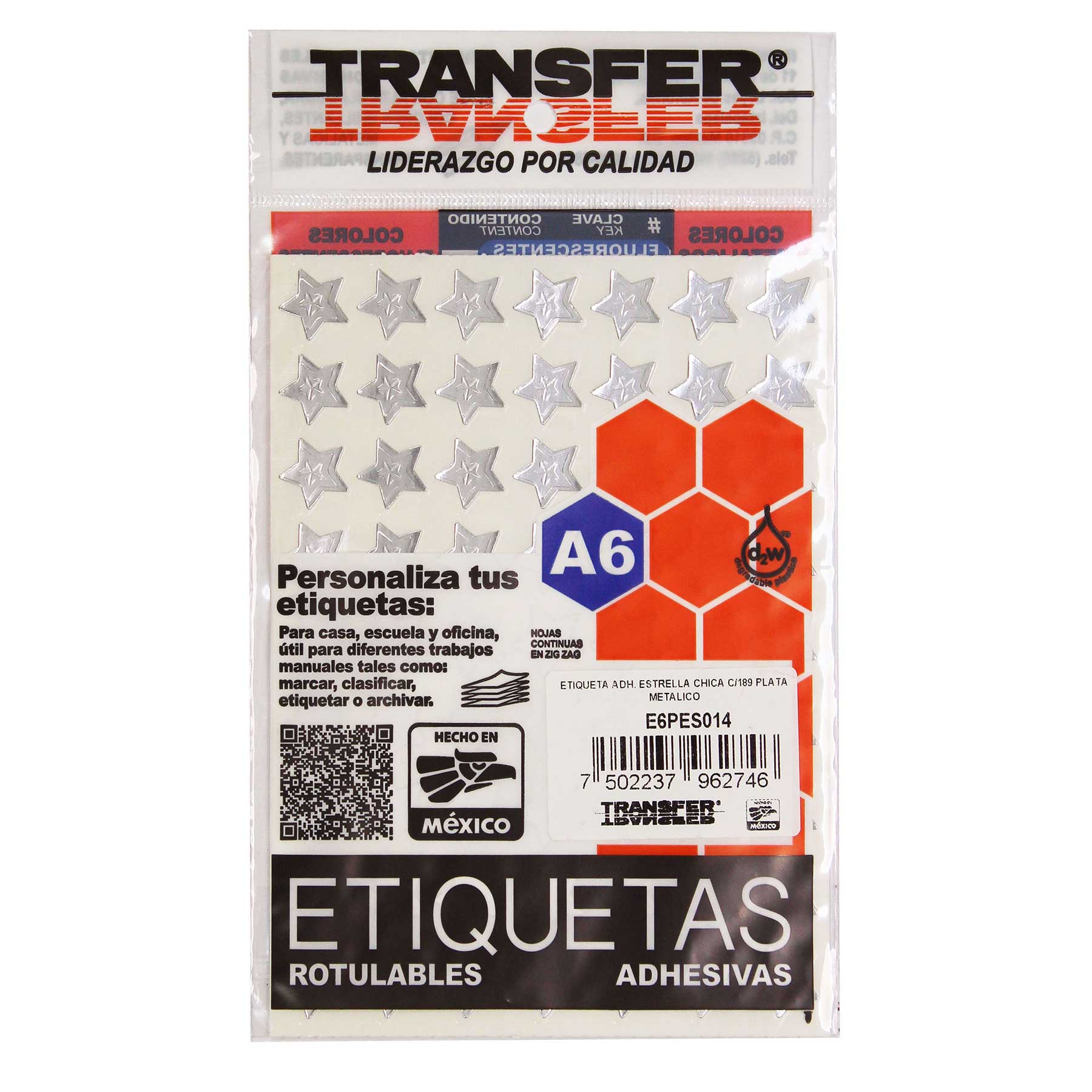 Etiqueta Estrellas Metálicas Transfer Chica C/189 Plata