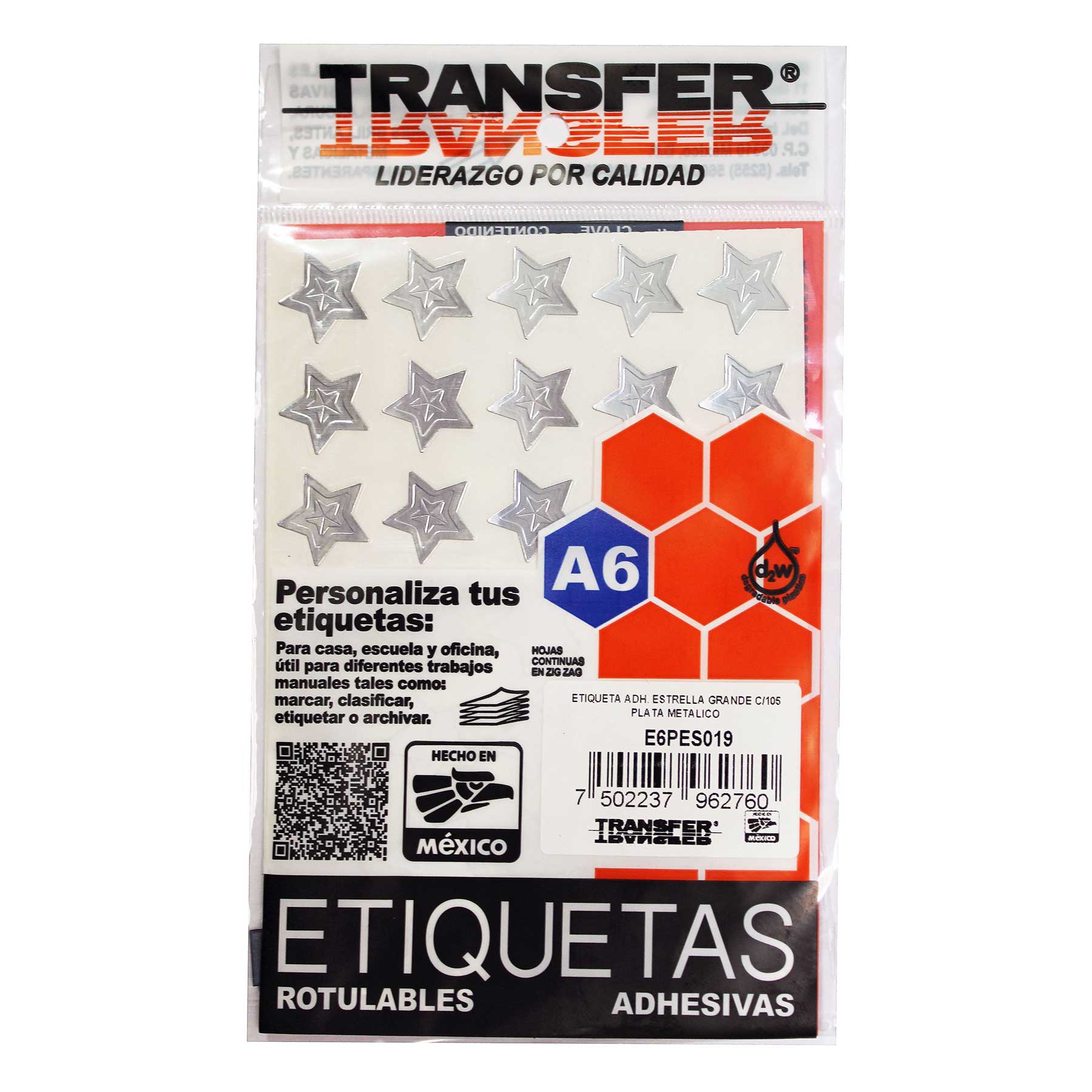 Etiqueta Estrellas Metálicas Transfer Grande C/105 Plata