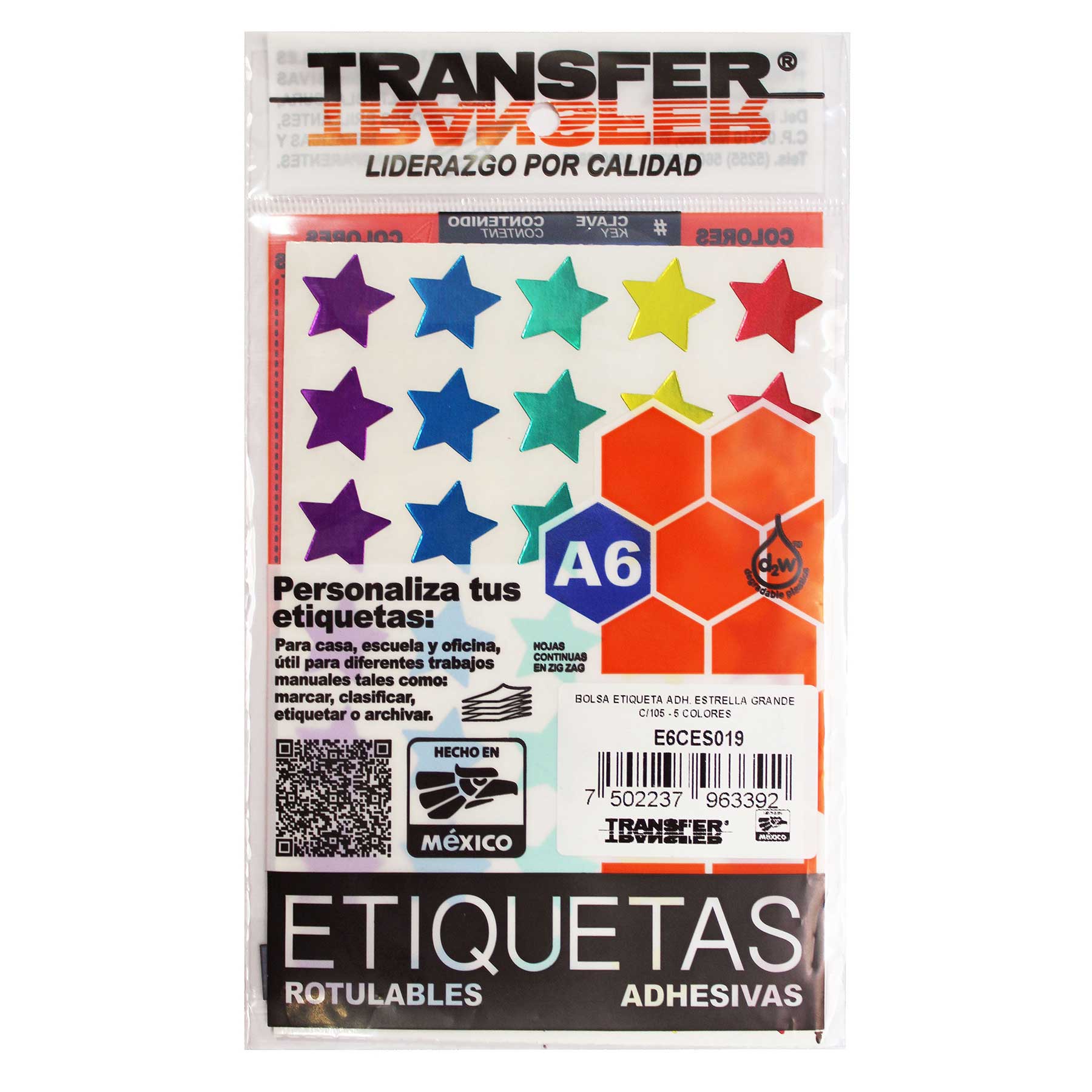 Etiqueta Estrellas Metálicas Transfer Grande C/105 Colores Surtidos