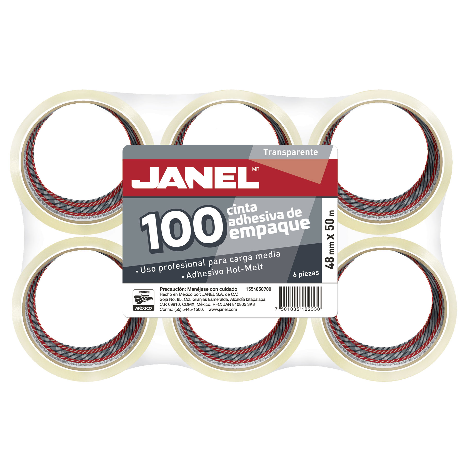 Cinta Adhesiva Empaque Transparente Janel 100, 48 mm x 50 m.