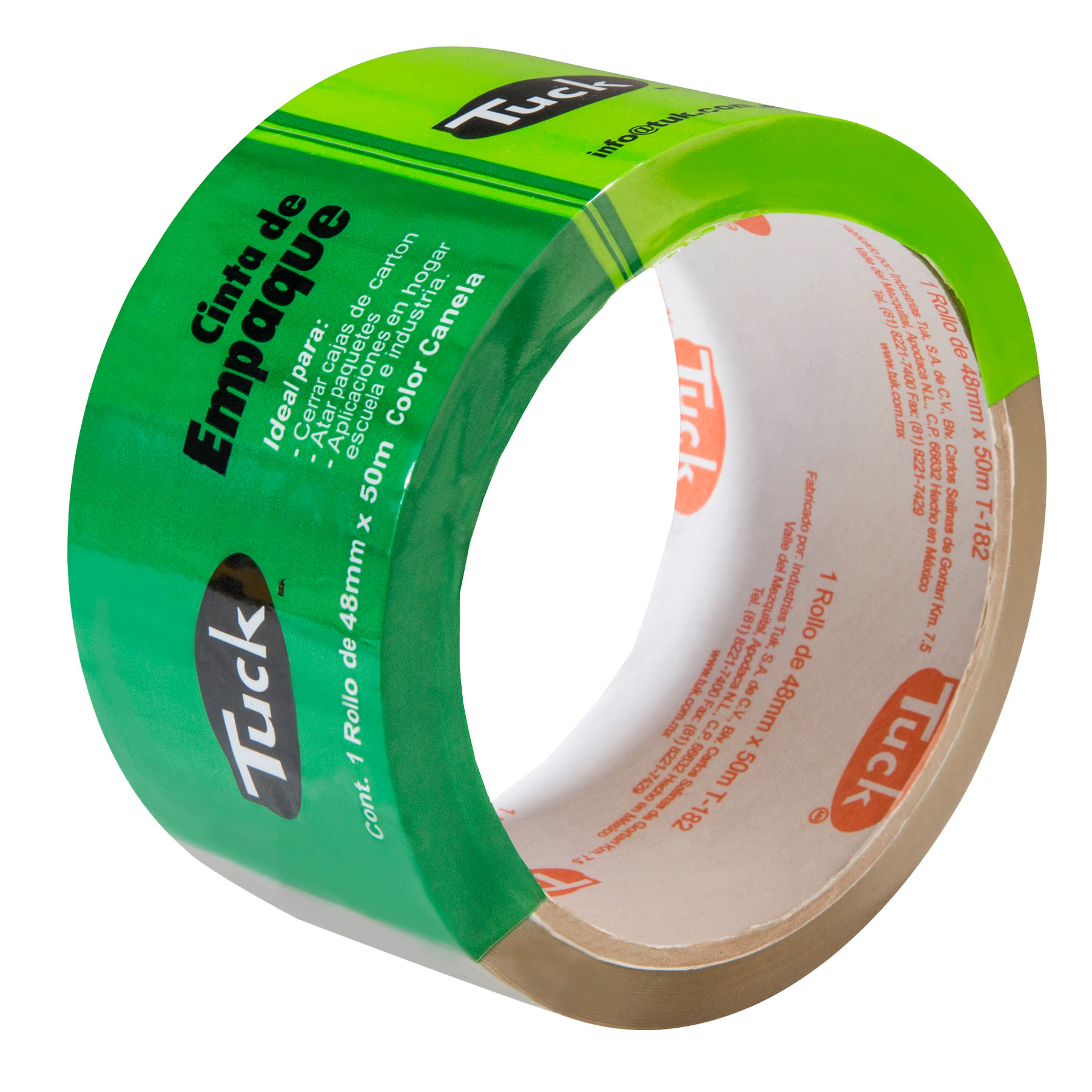 Cinta Adhesiva Empaque Canela Tuk 182, 48 mm x 50 m.