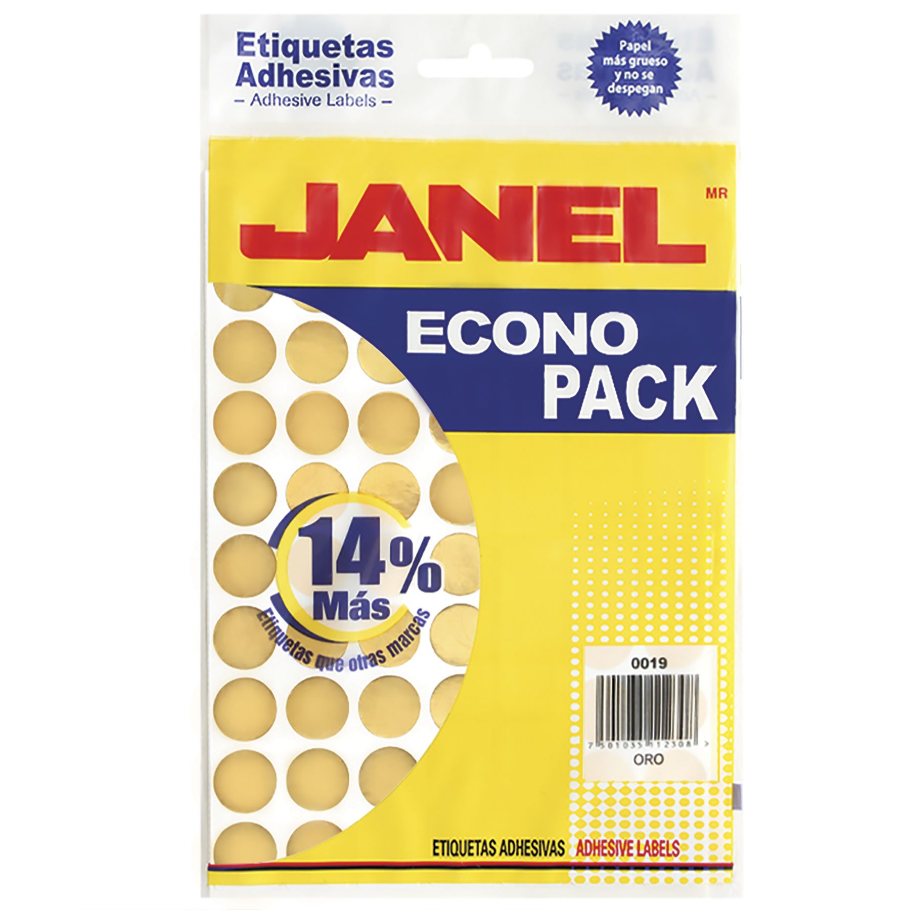 Etiqueta Sello 19 mm Janel Econopack Oro
