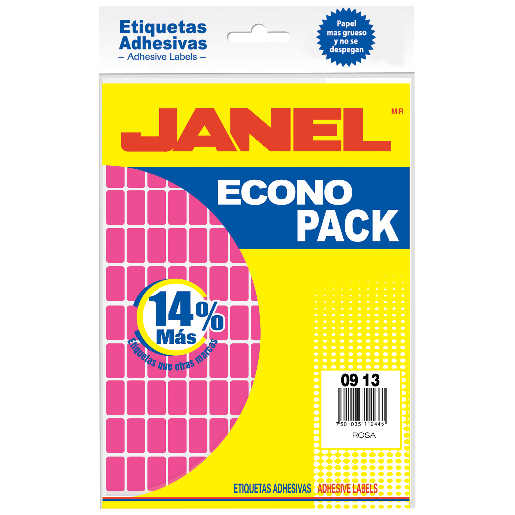Etiqueta Rosa Fluorescente Janel Econopack, Varios Modelos