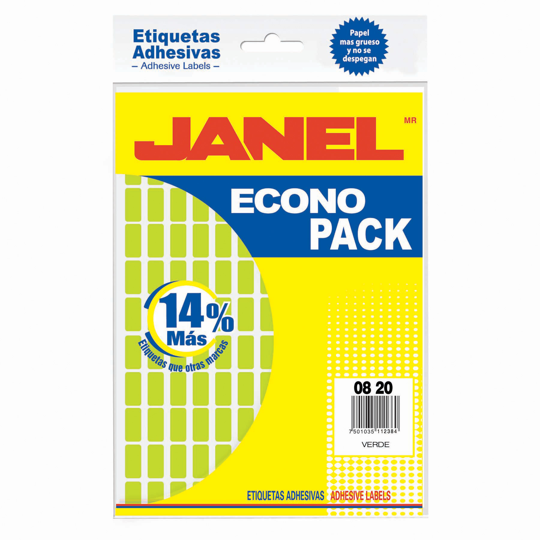 Etiqueta Verde Fluorescente Janel Econopack, Varios Modelos
