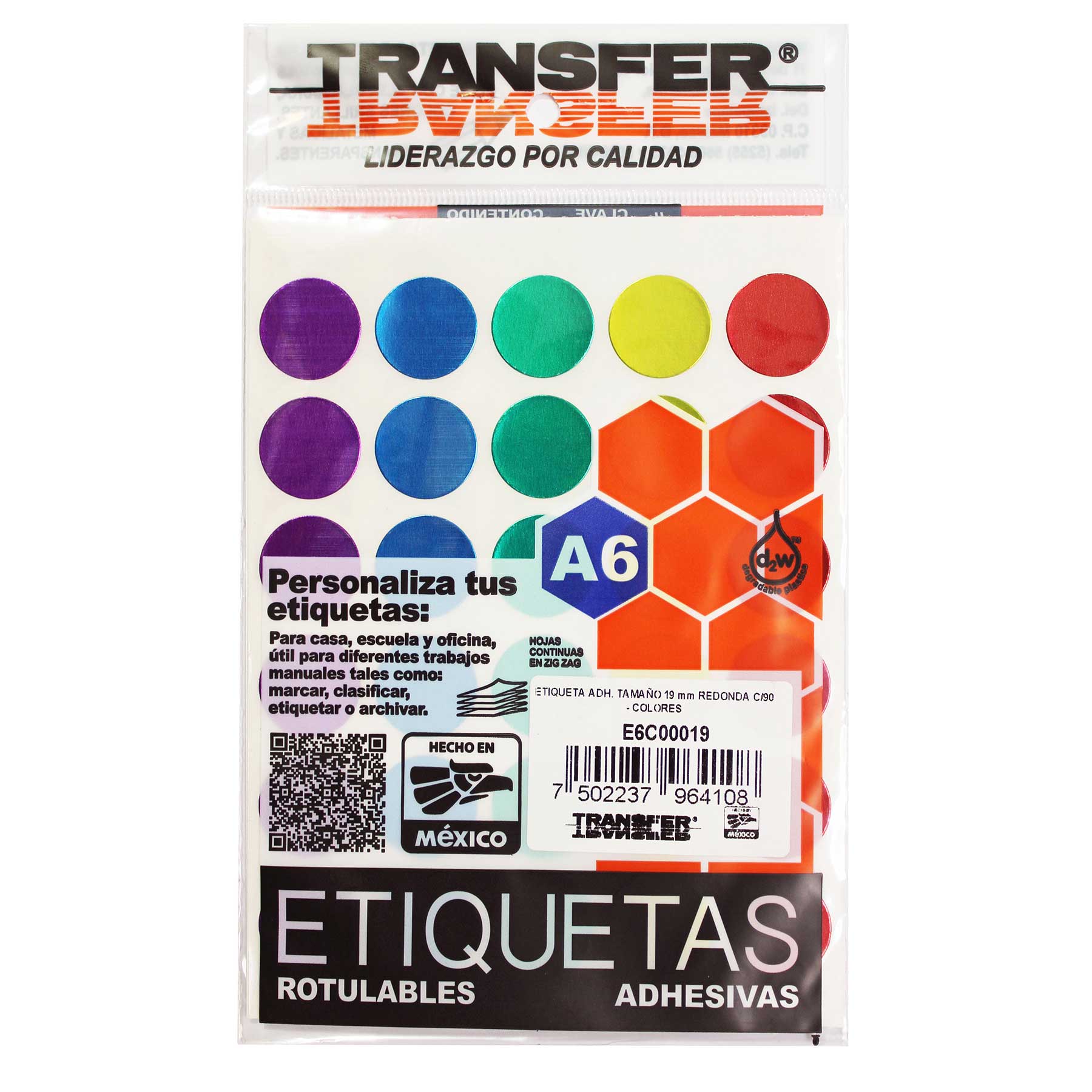 Etiqueta Sello Metálica Transfer 19 mm Bl/90 Colores Surtidos