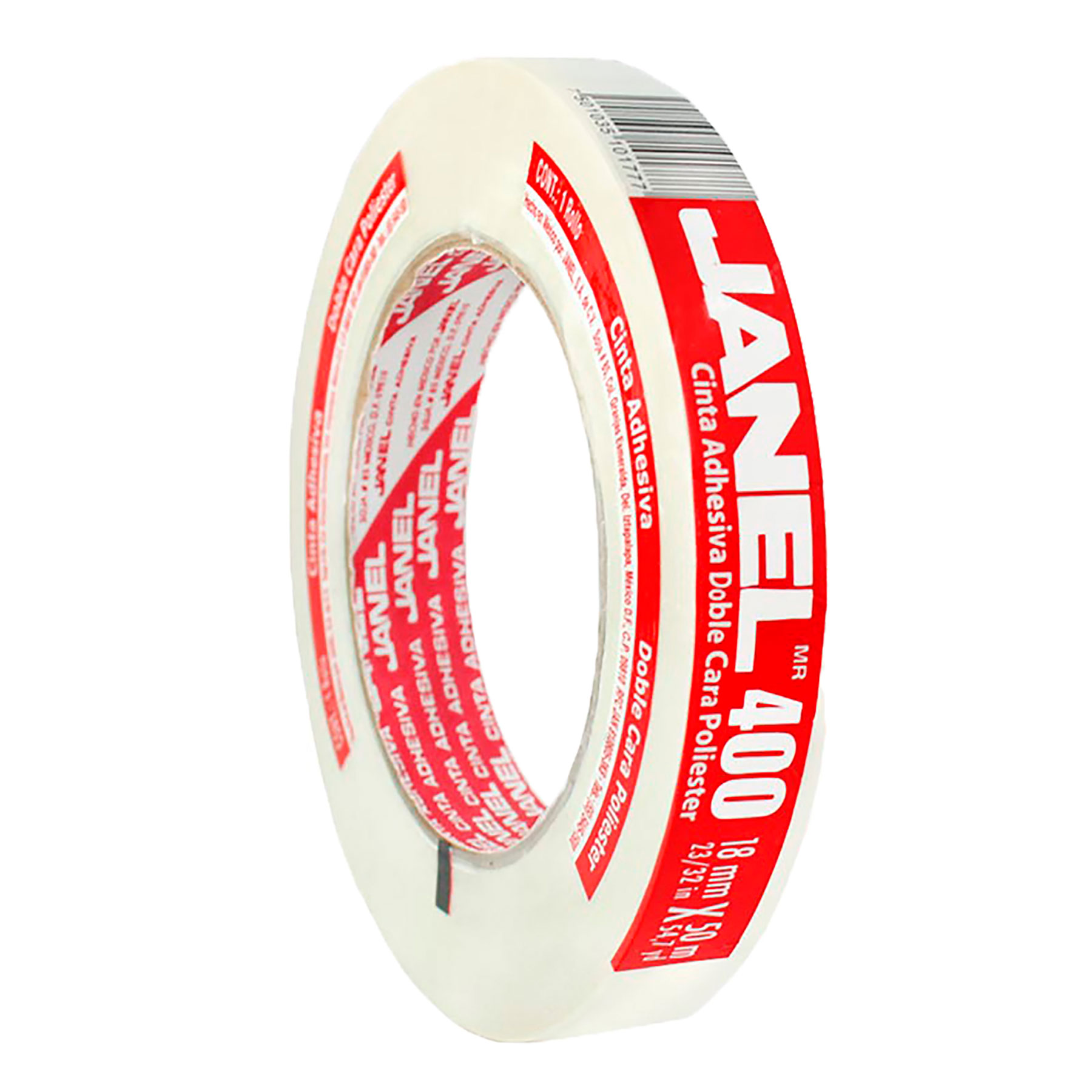 Cinta Adhesiva Doble Capa Janel 400, 18 mm x 50 m. Poliéster