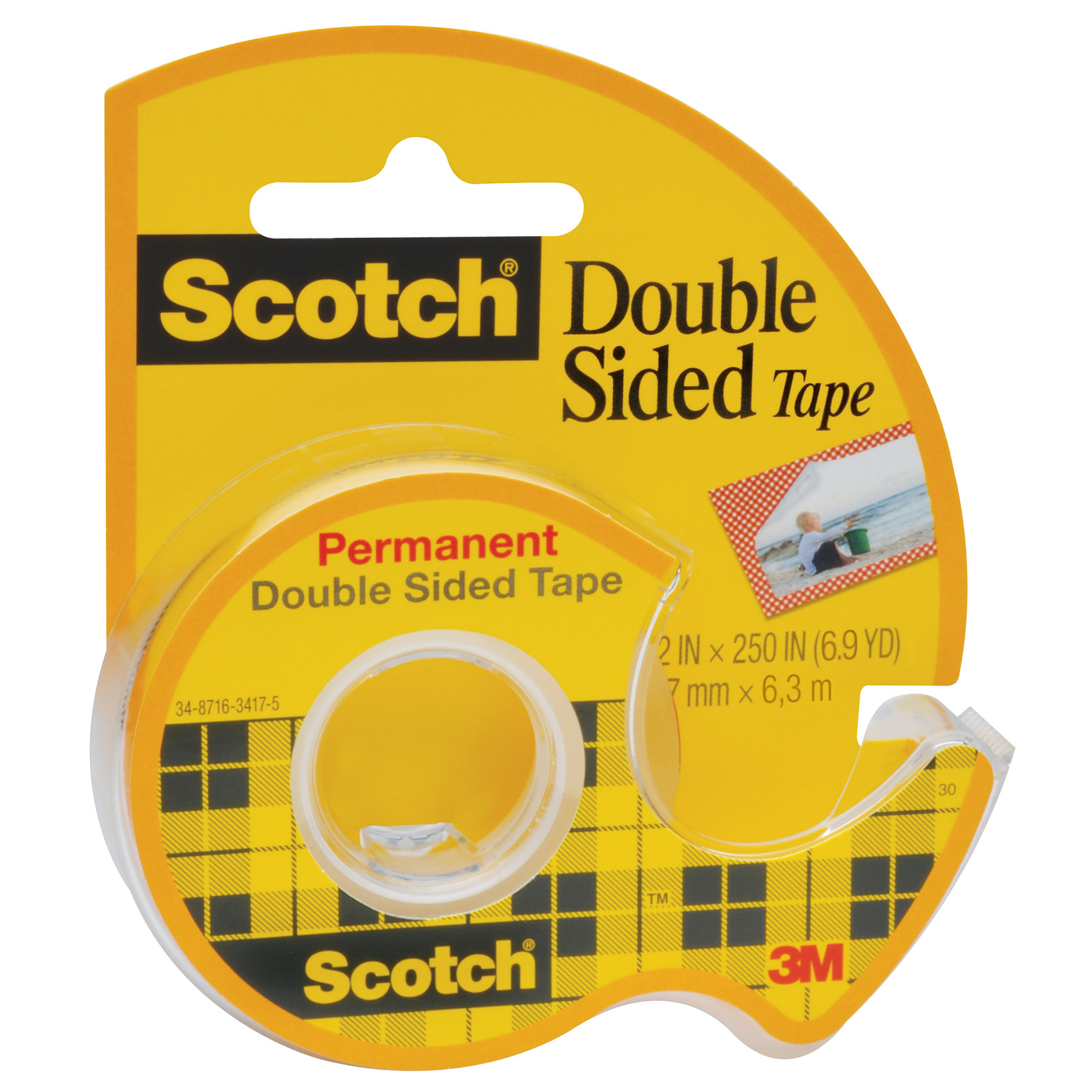Cinta Adhesiva Doble Capa con Despachador Scotch, Rollo 12 mm x 6.3 m.