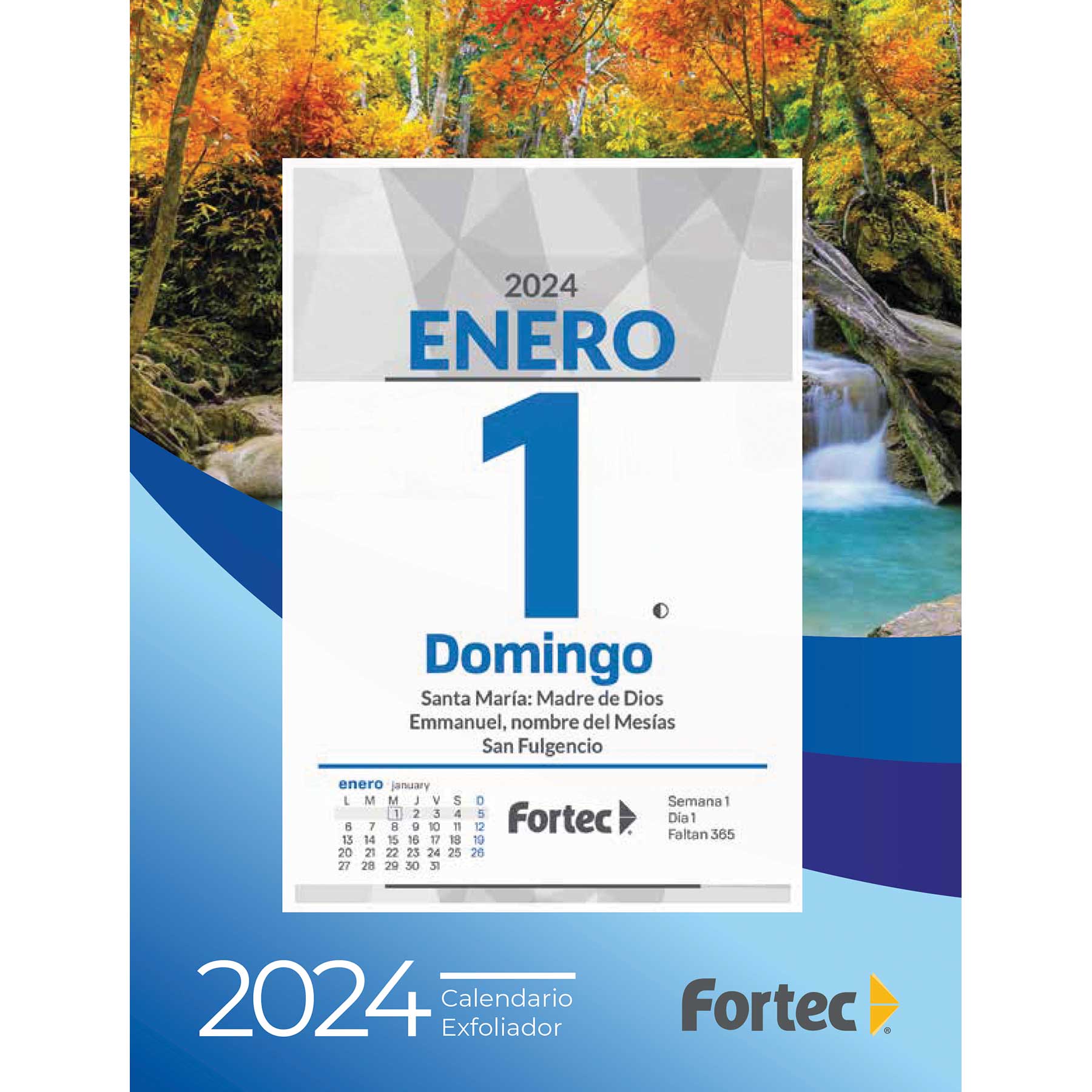 Calendario Exfoliador Fortec Taco Hojas de 9.5 x 13.5 cm.