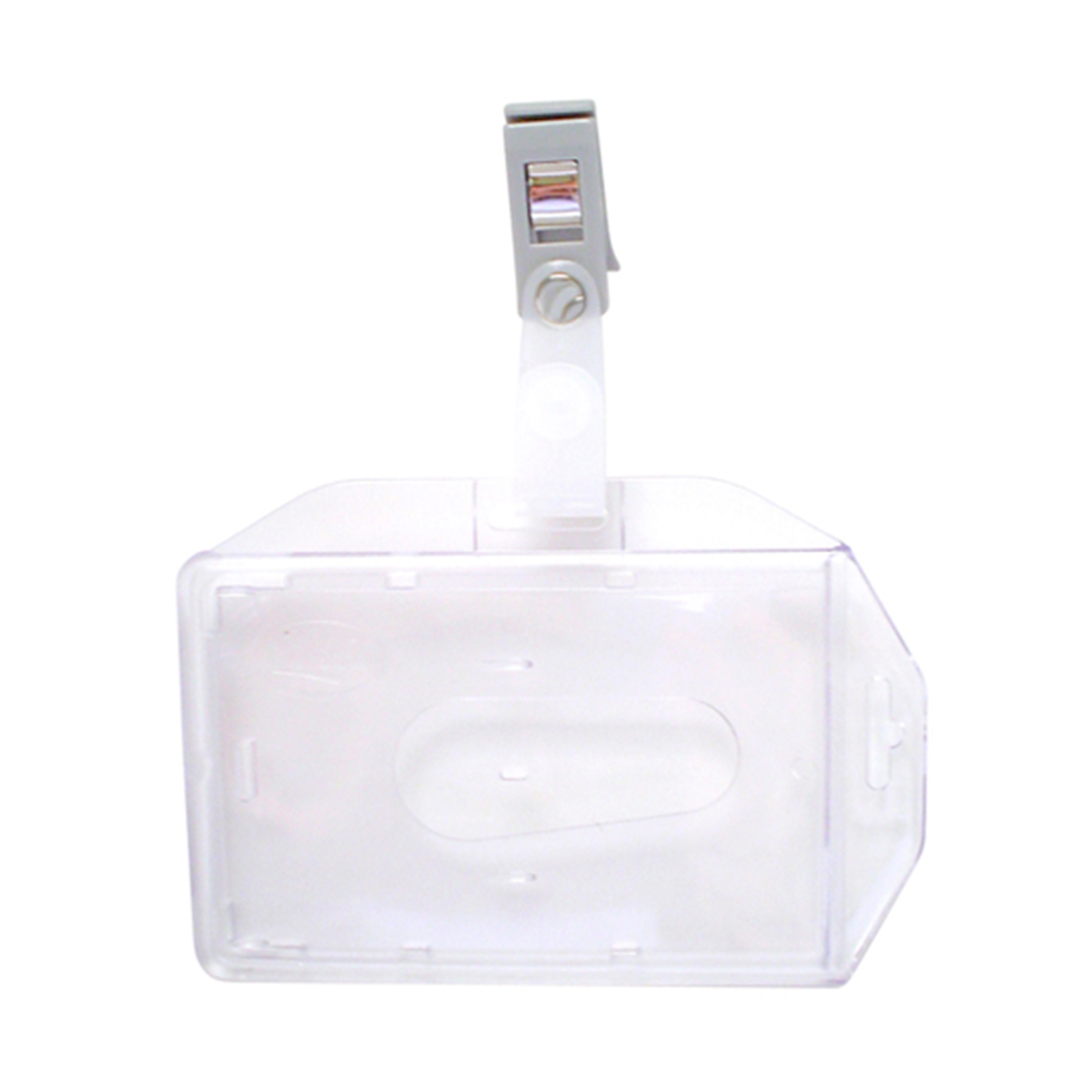 Porta Gafete Plástico Sablon con Broche 6 x 9 cm Bl/1