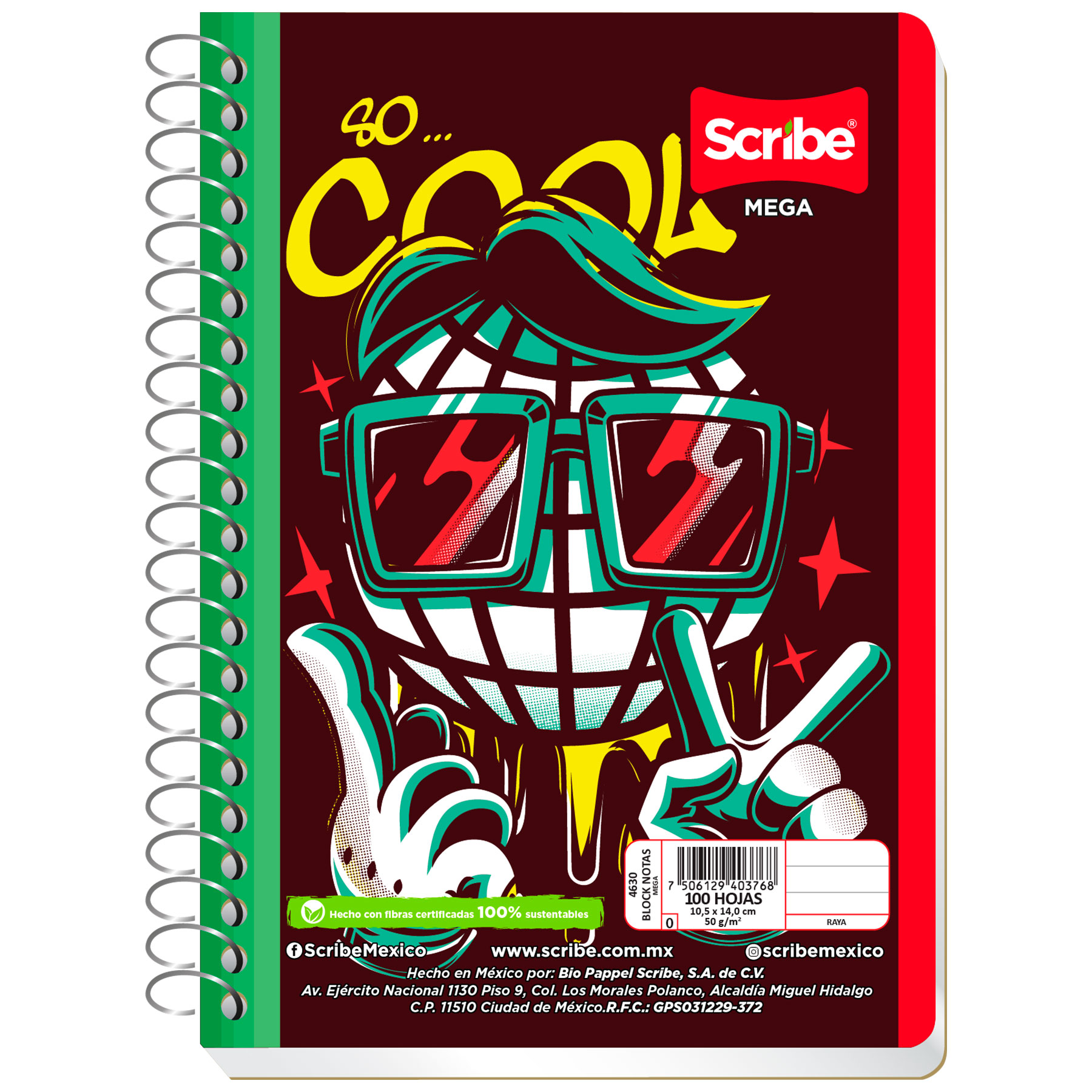 Libreta Apuntes 1/8 Scribe Mega 4630 Raya 100 h.