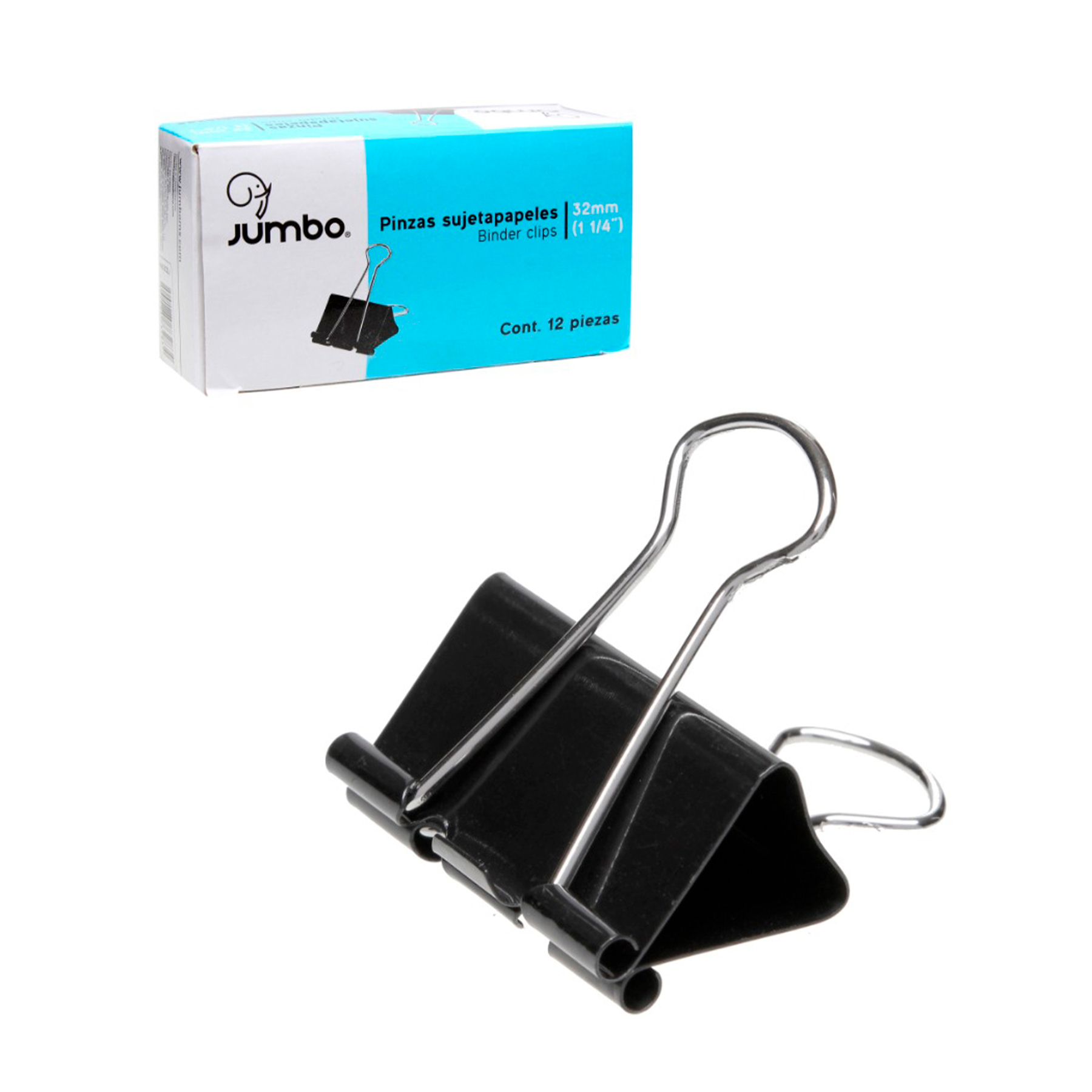 Sujetadocumentos Mediano Jumbo 32mm, 1 1/4" C/12